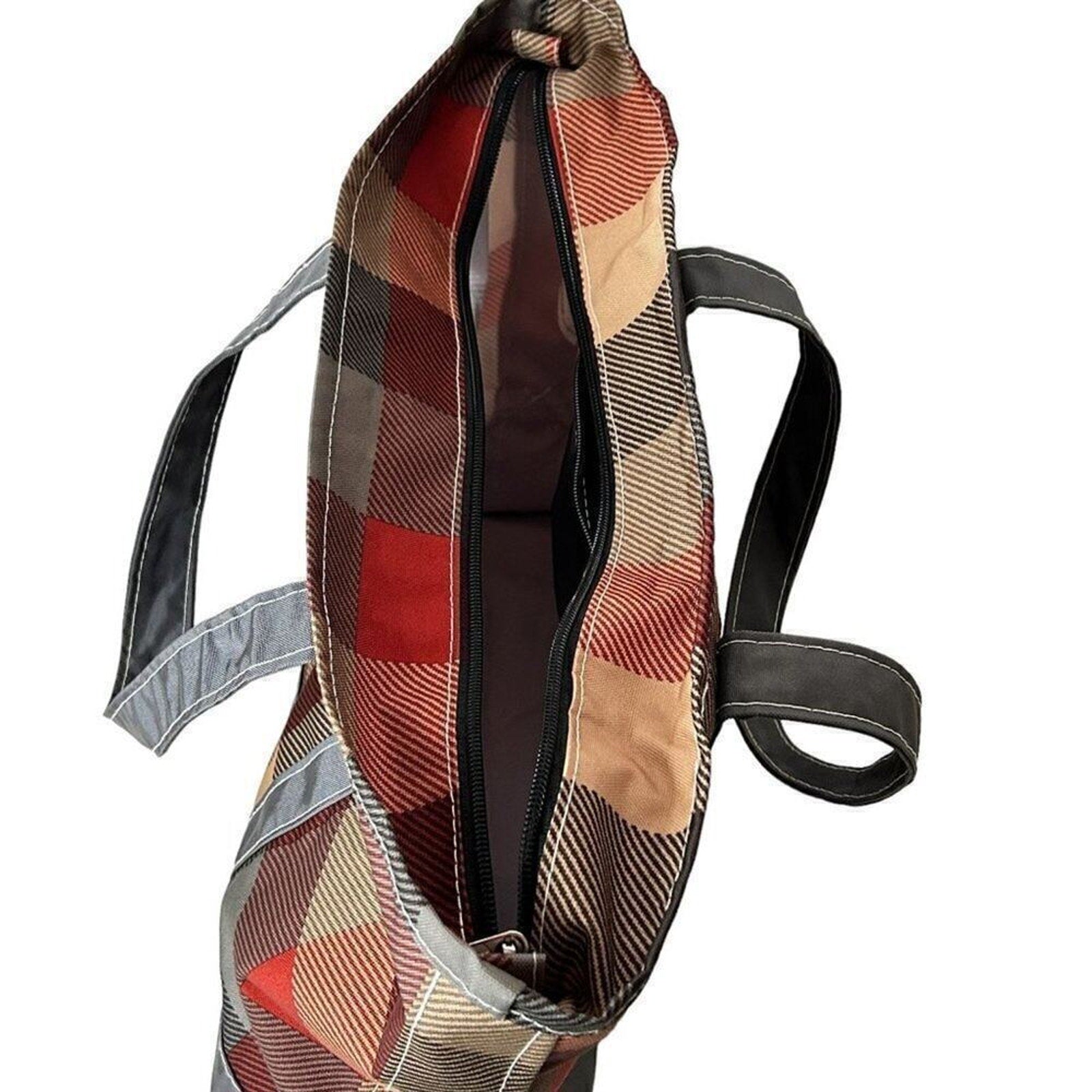 L.L. Bean Everyday Lightweight Tote Bag Plaid Maine School Workout Books Work