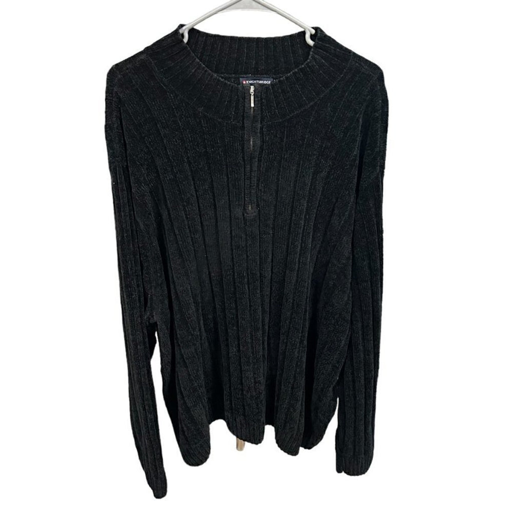 Knightbridge Men's Sweater Pullover Size 4x 1/4 Zip Black Knit #L1345