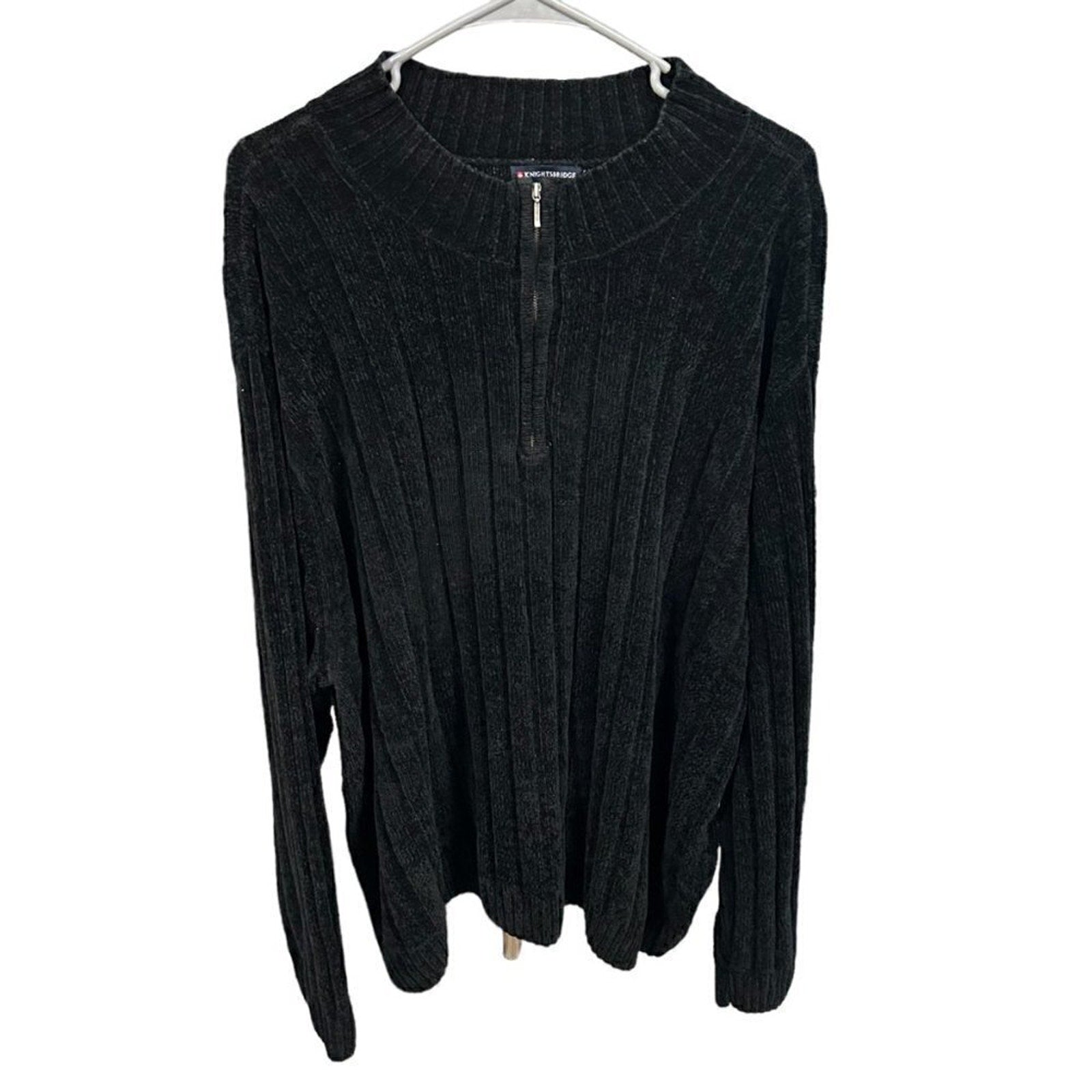 Knightbridge Men's Sweater Pullover Size 4x 1/4 Zip Black Knit #L1345