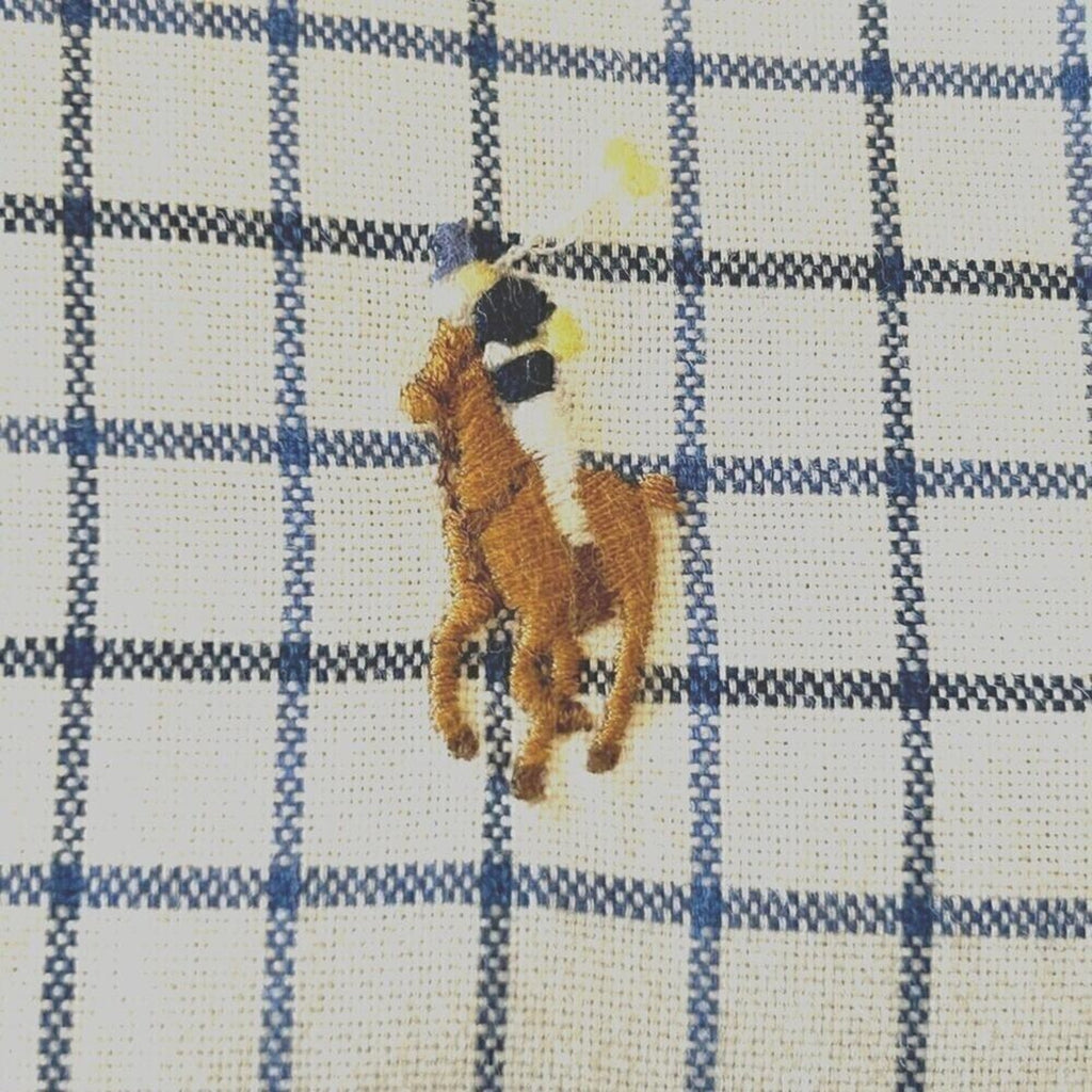 Ralph Lauren Mens Shirt Button Down Long Sleeve Small Blue Plaid Sz. (L) #A1206