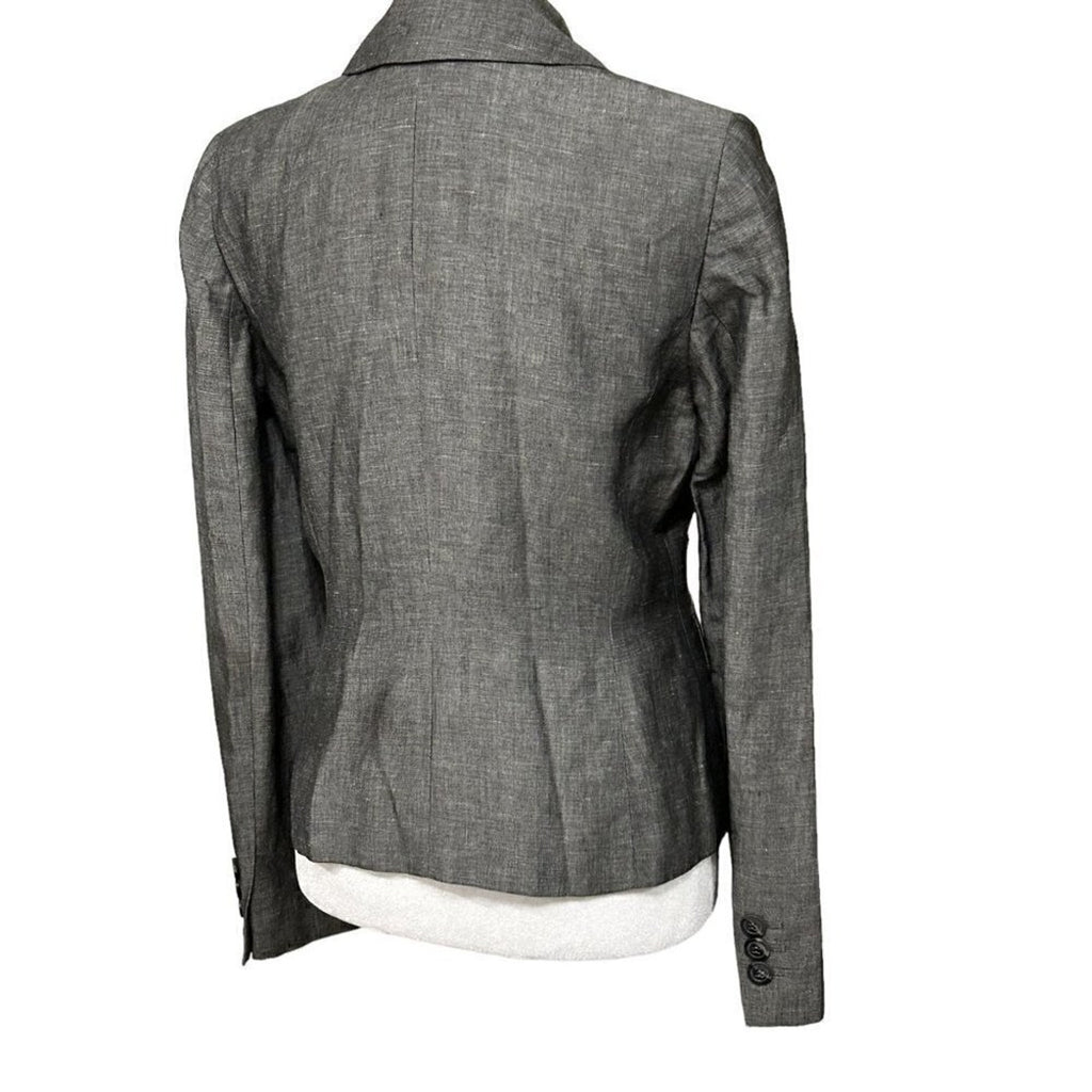 Ann Taylor Loft blazer size 2 linen blend gray button front classic cut