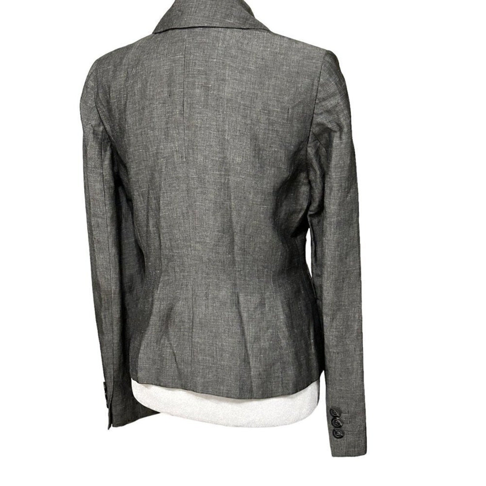 Ann Taylor Loft blazer size 2 linen blend gray button front classic cut