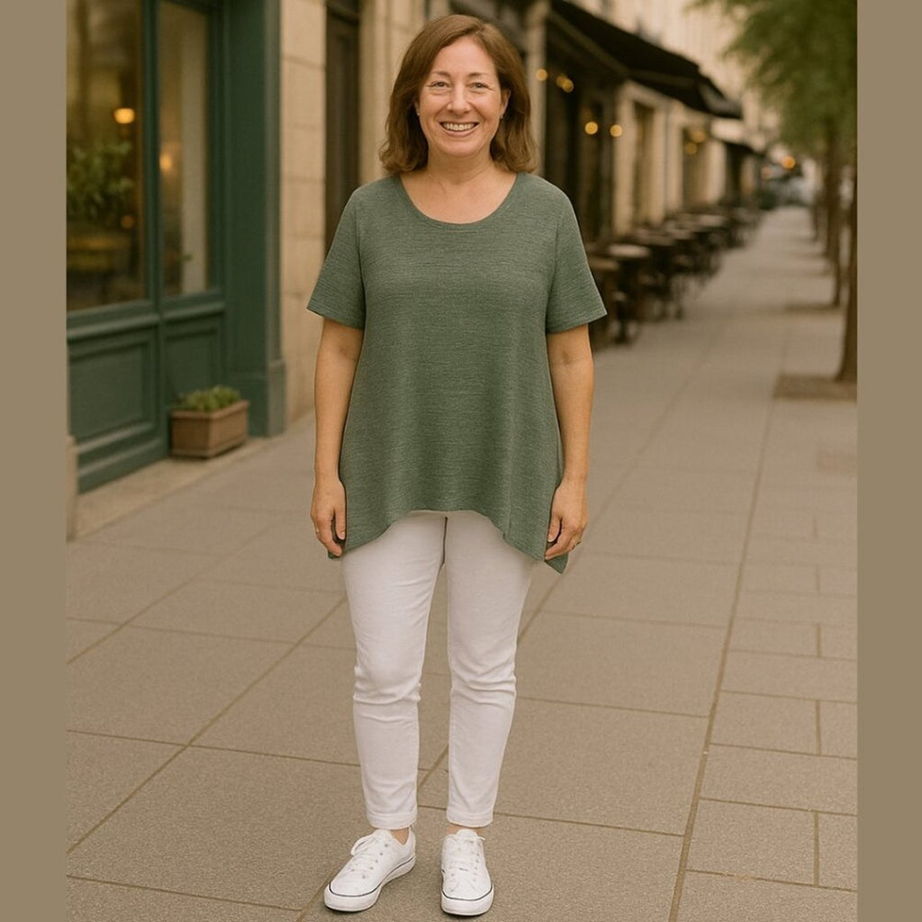 Juicy Couture Short Sleeve Top Size ( L ), Green With Peek-a-boo Opening #A1157