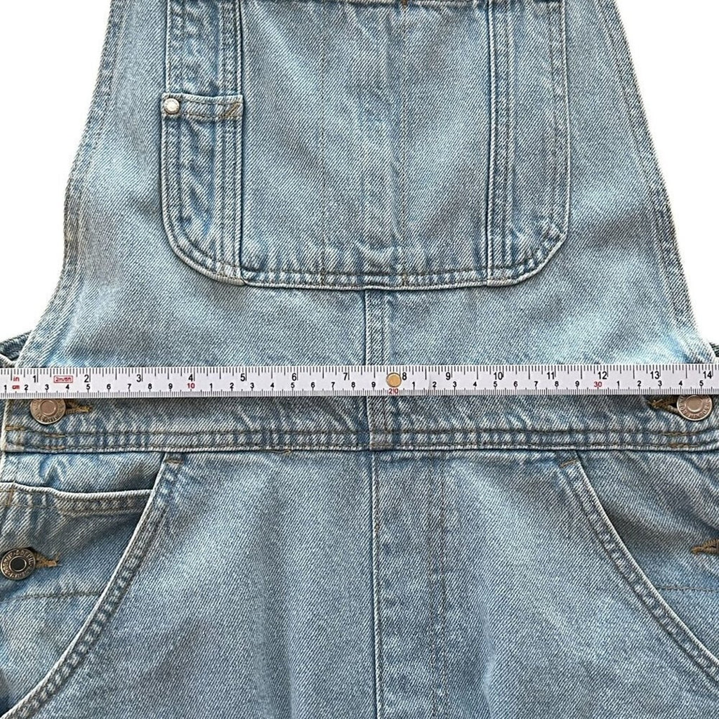 Denim Co. Overall Shorts Size (See Photos) Light Wash, Hook Straps / BiB #P1479