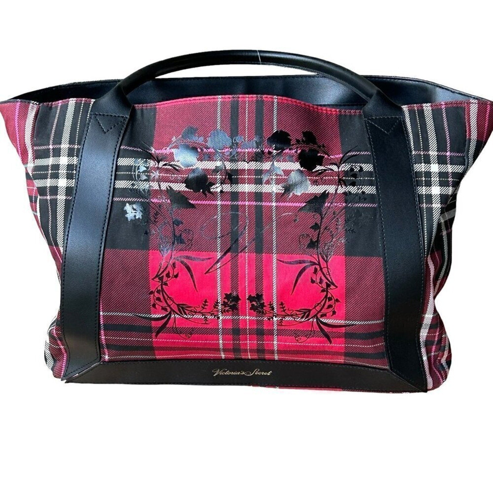 Victoria's Secret Tote Bag Red Black Pattern Design NWT 15"x11"x6" #CR