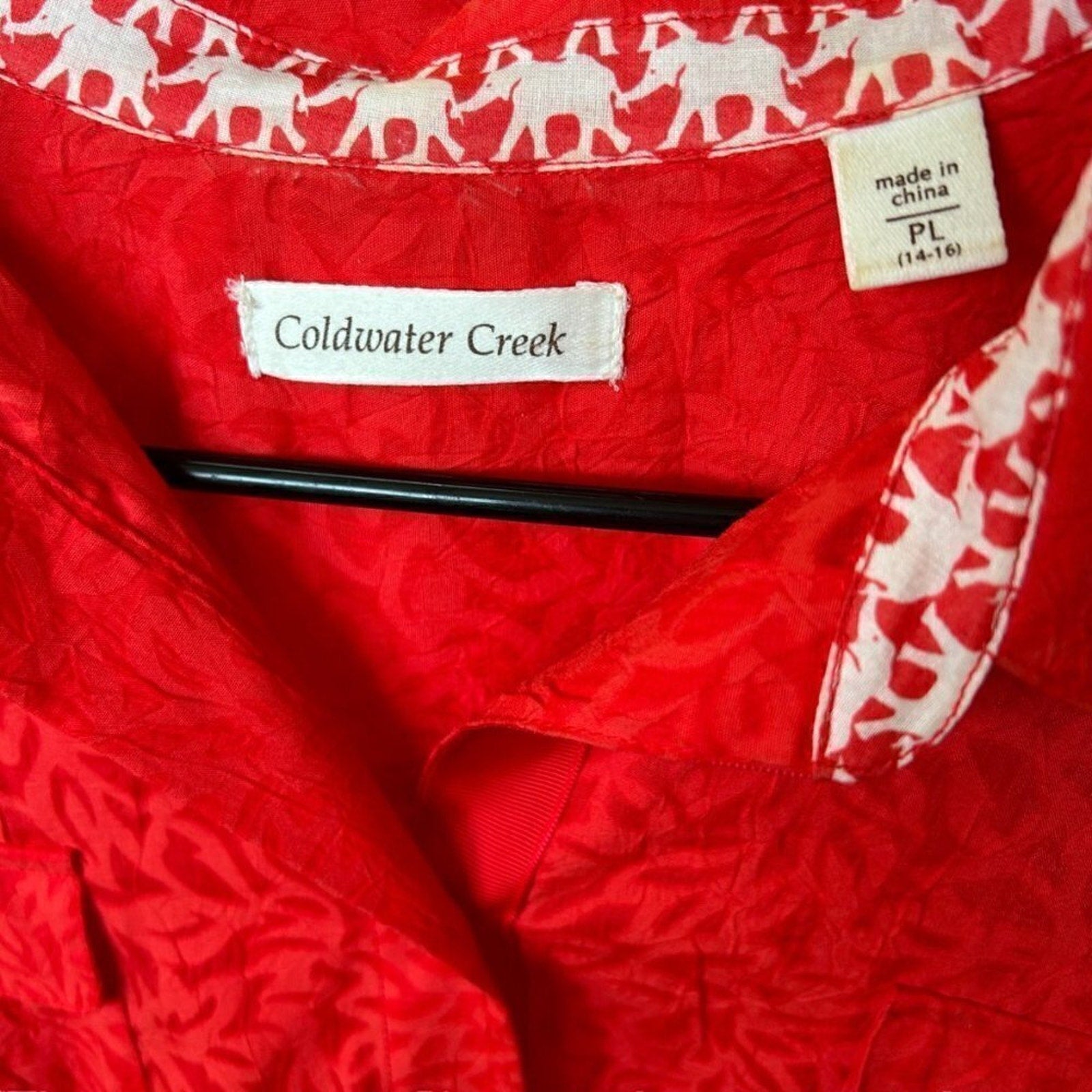 Coldwater Creek Women’s Blouse PL | Burnt Orange Button-Up, 3/4 Sleeve – F1219