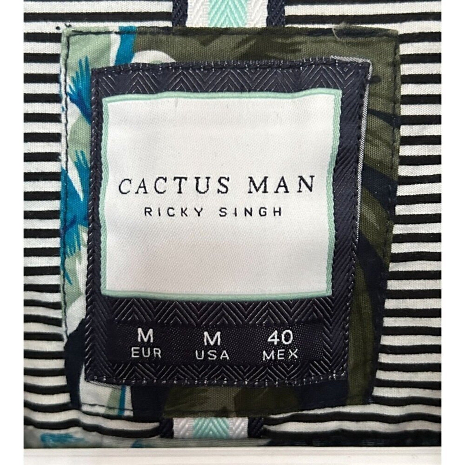 Cactus Man - Men's Shirt Size Medium Short Sleeve Floral Cotton Made in India #H