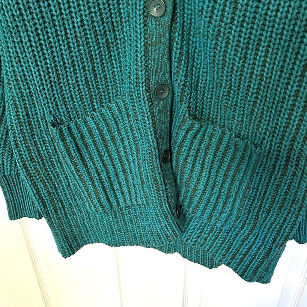 J.Jill Cardigan Women's Sweater Green Button Front Cotton Blend Sz. Large