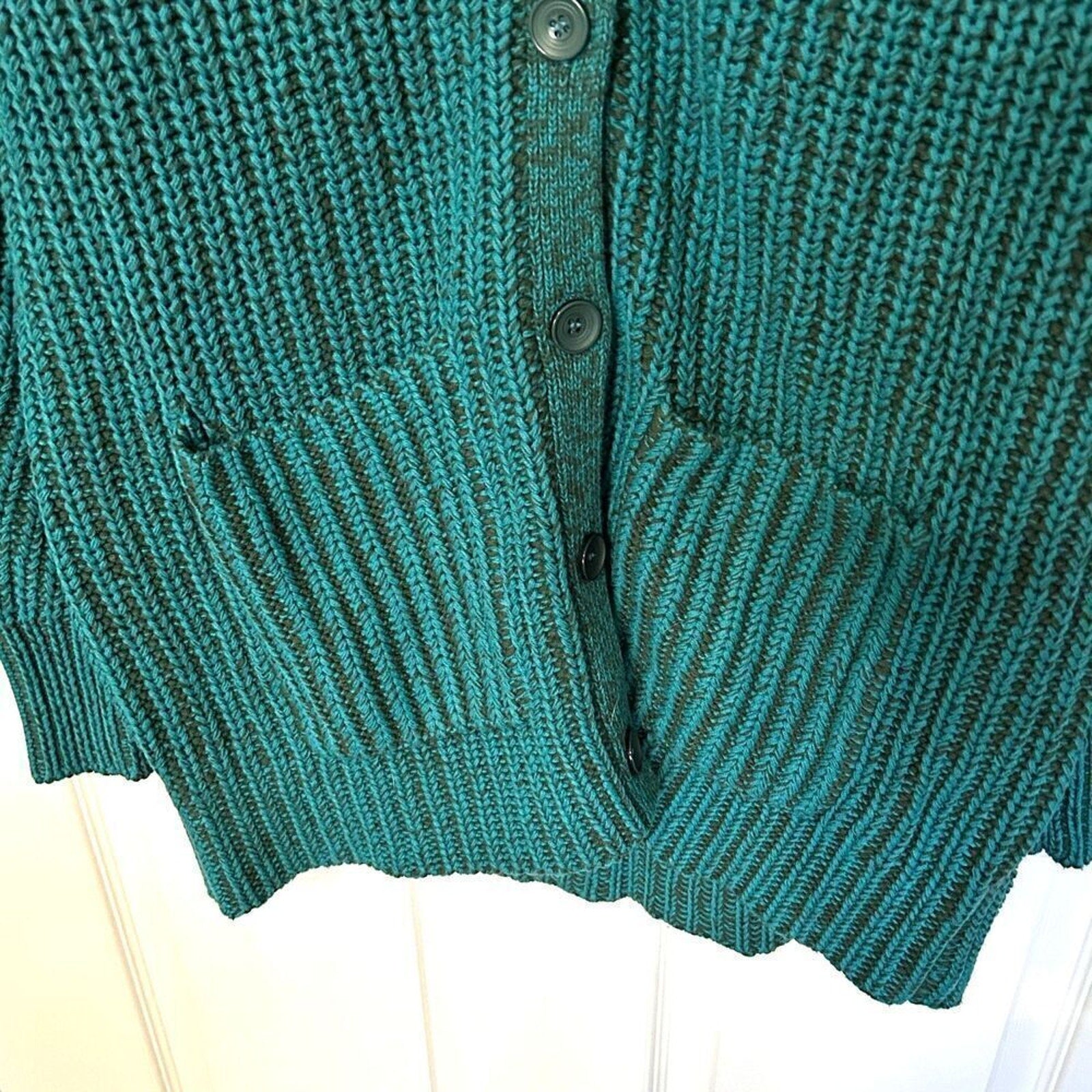 J.Jill Cardigan Women's Sweater Green Button Front Cotton Blend Sz. Large