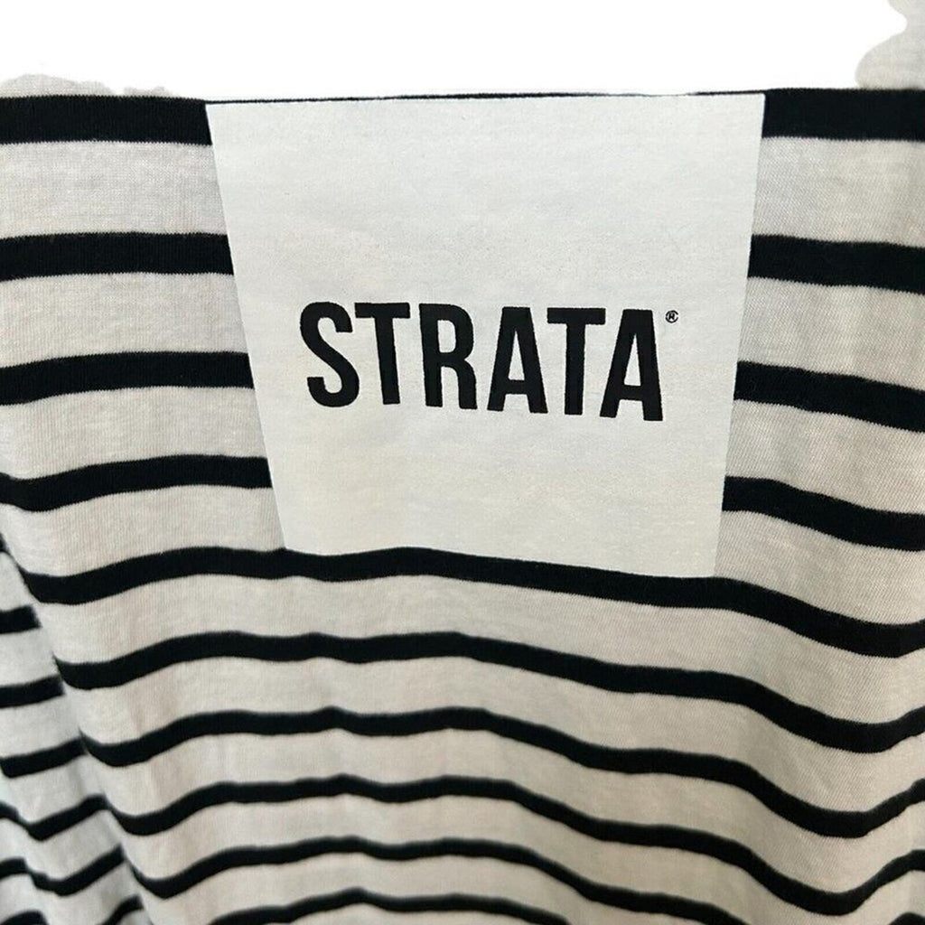 Strata Logo (RARE) Women's Striped T-Shirt, Black/White Size Medium #B1110