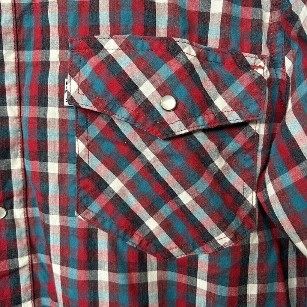 Levis Mens Modern Shirt Size Large, Pearl Snap Long Sleeve Plaid #G1226
