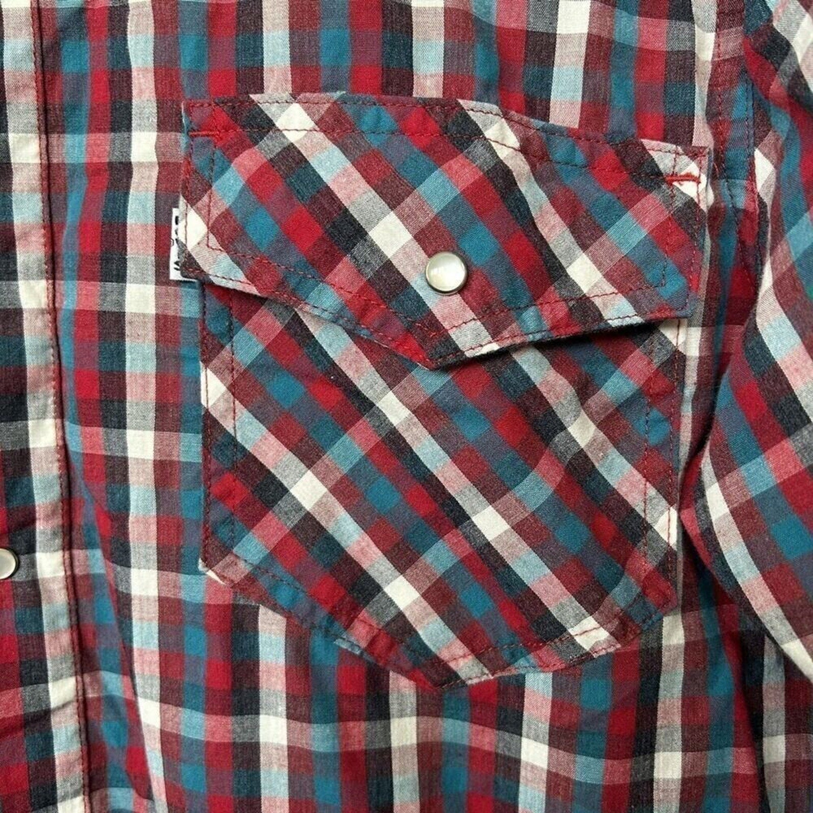 Levis Mens Modern Shirt Size Large, Pearl Snap Long Sleeve Plaid #G1226