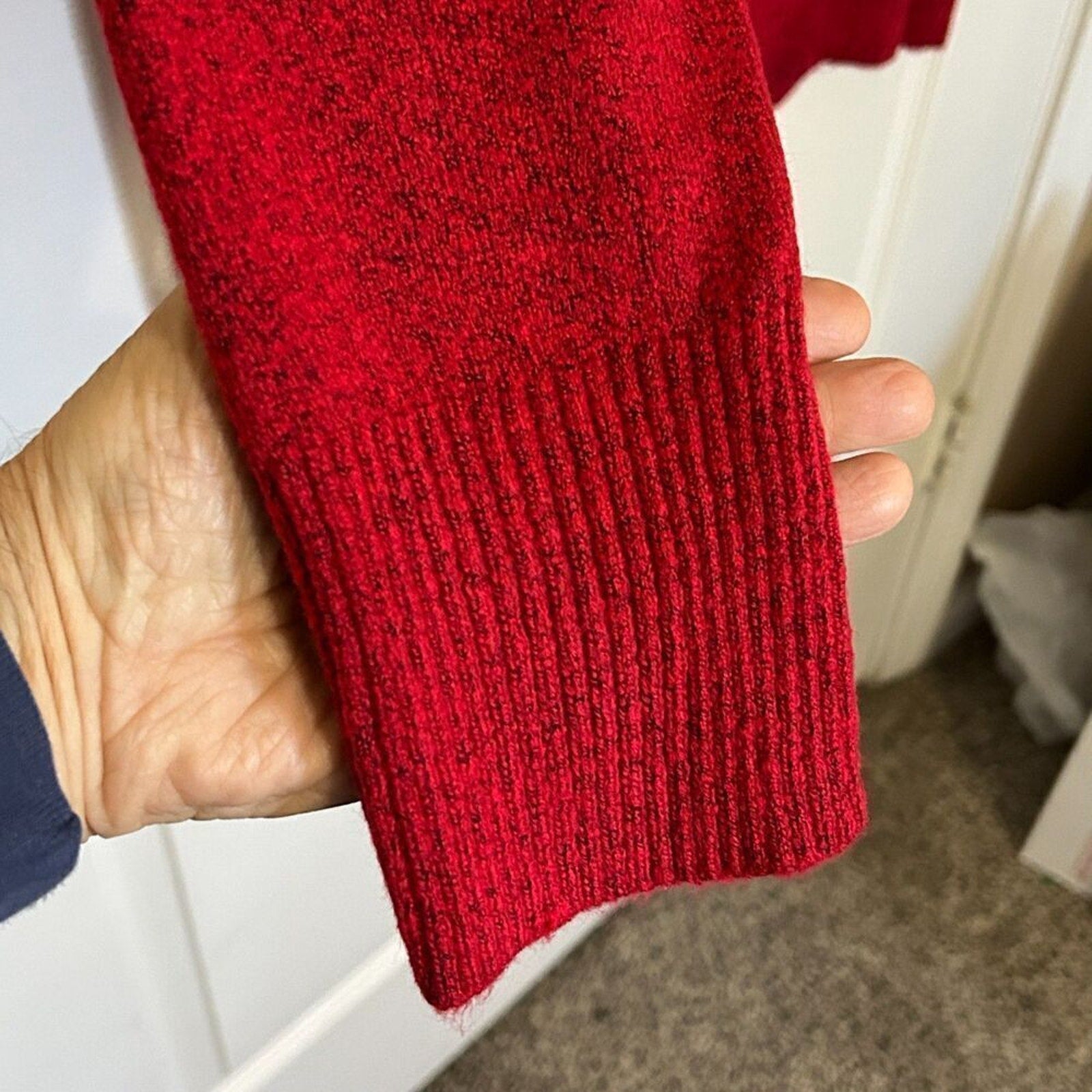 Talbots Red Mock Neck Sweater Women's Sz. L, Buttoned Mock Neck #