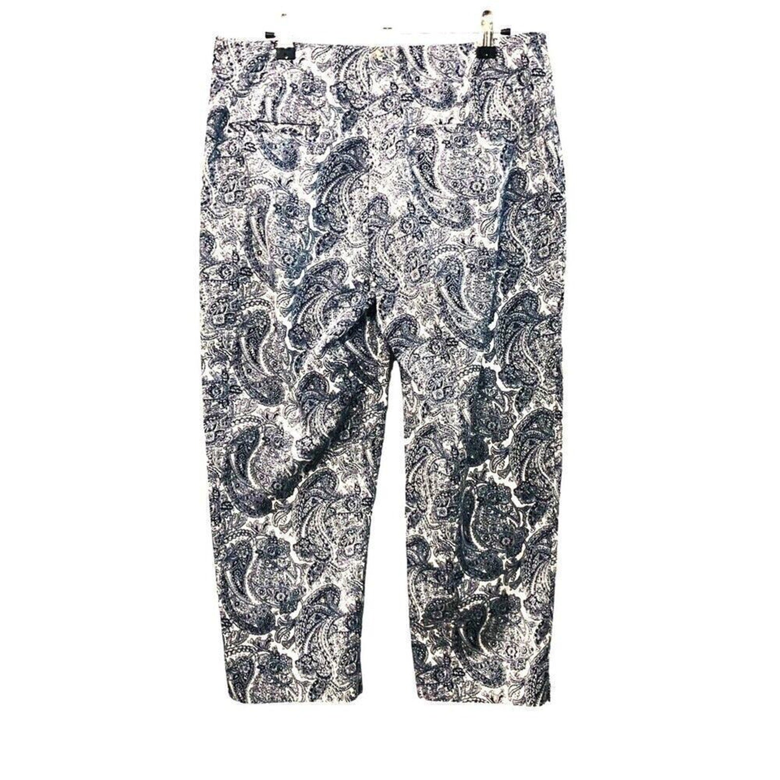 Talbots Women's Pants Size 8 Heritage Fit Paisley High Waist Zip Capri #1094