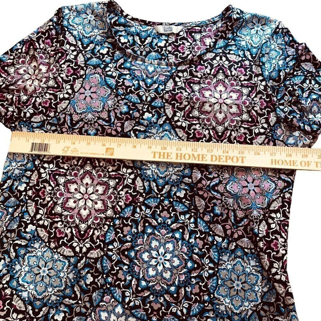 Croft & Barrow Classic Women's Casual Floral Tunic Shirt Sz. (L) 3/4 Sleeve