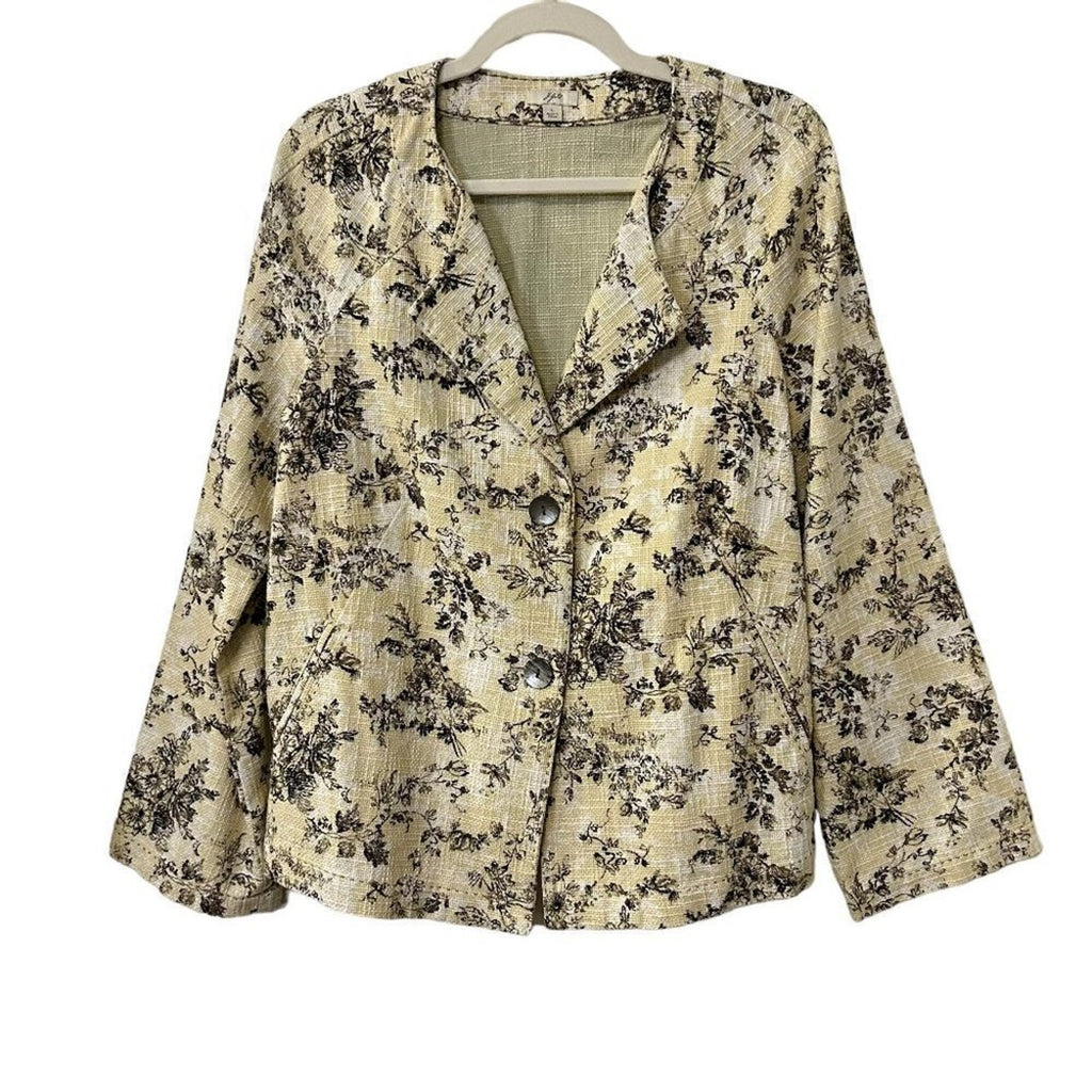 J. JILL Women's Crop Floral Jacket Sz. L, 100% COTTON, Classic, Corporate, Party
