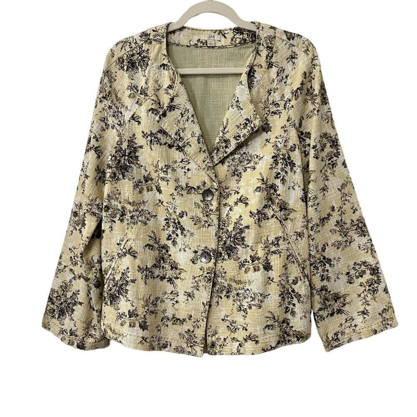 J. JILL Women's Crop Floral Jacket Sz. L, 100% COTTON, Classic, Corporate, Party