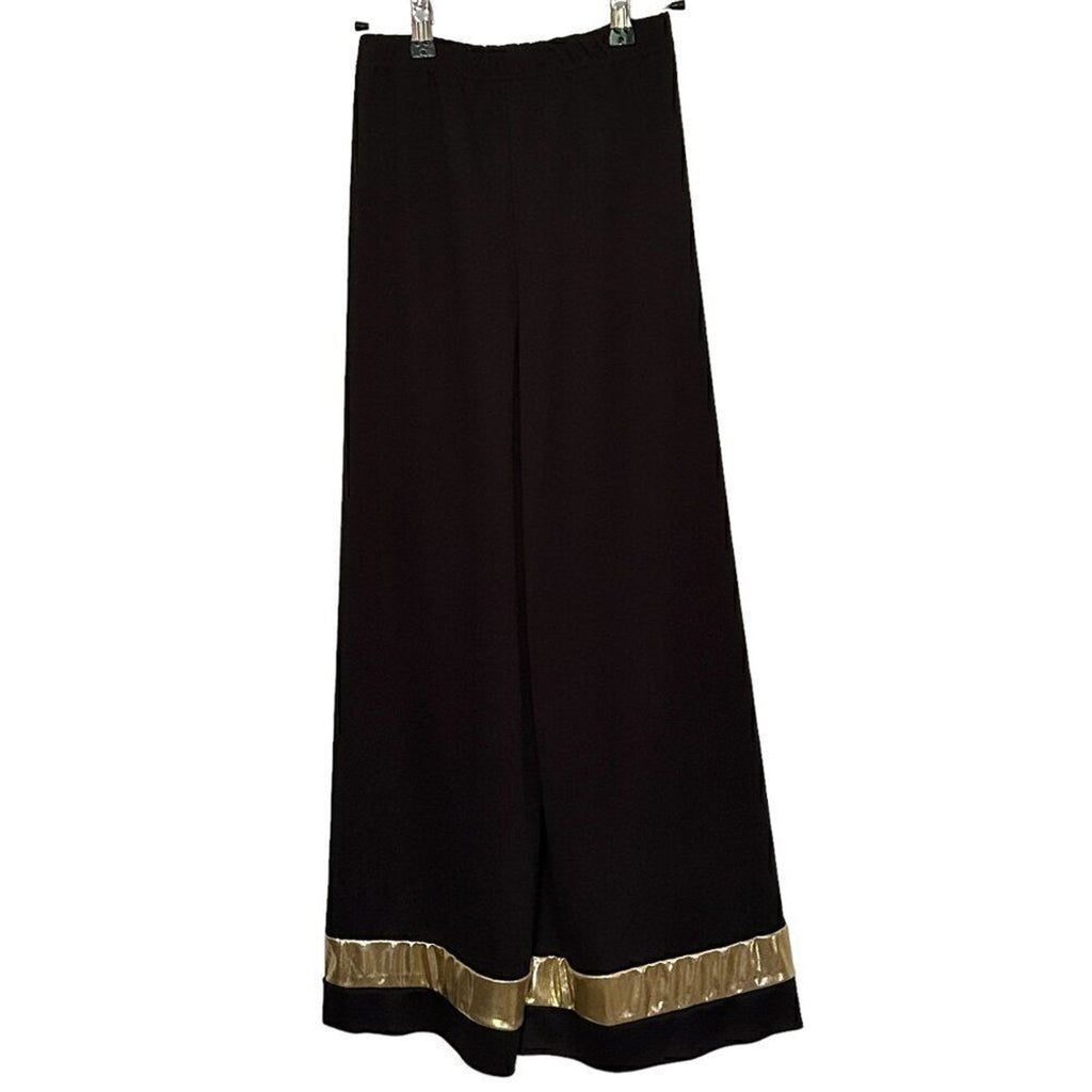 Danzcue Praise Dance Palazzo Wide Leg Girl's Youth Pants Black Gold Size L-XL #H