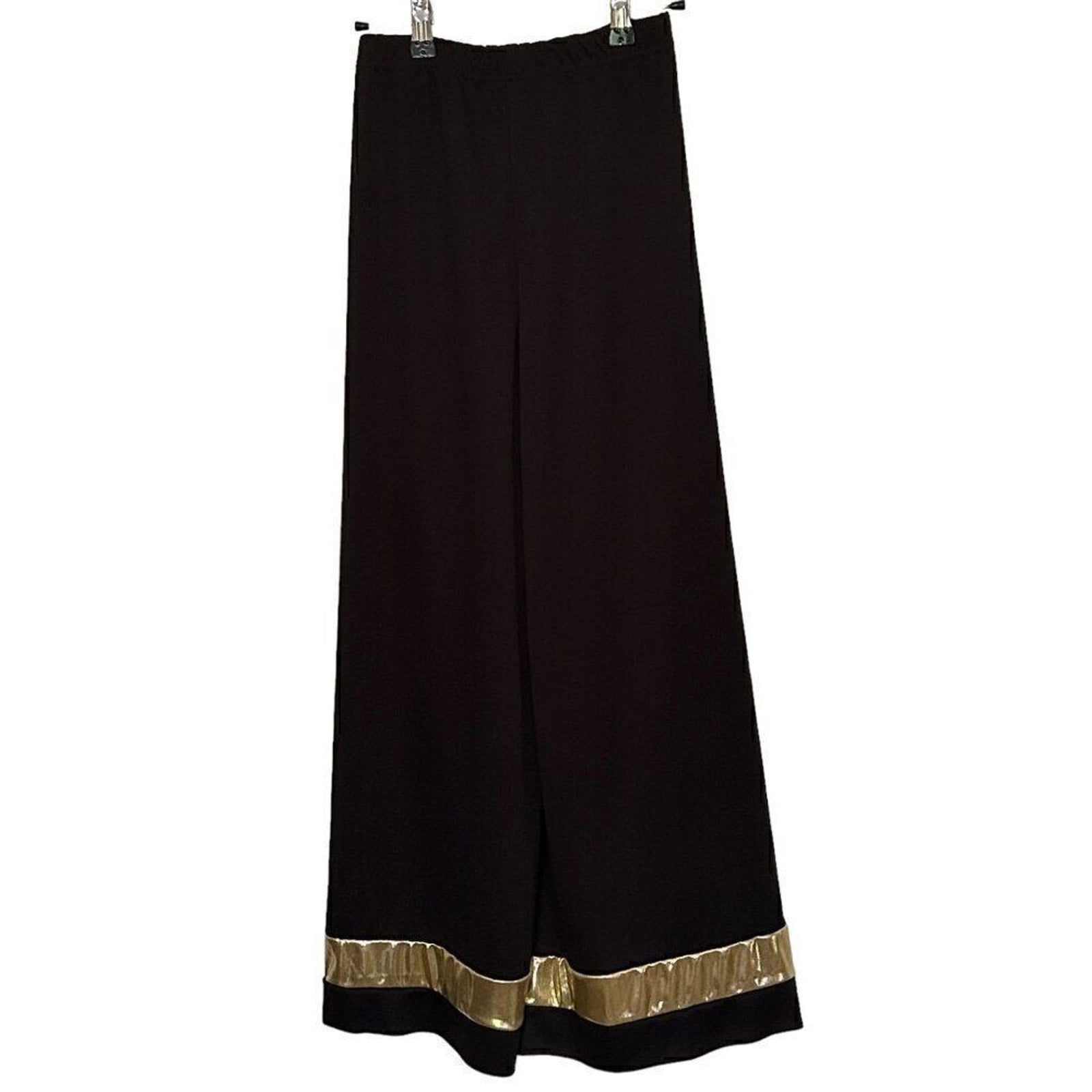 Danzcue Praise Dance Palazzo Wide Leg Girl's Youth Pants Black Gold Size L-XL #H