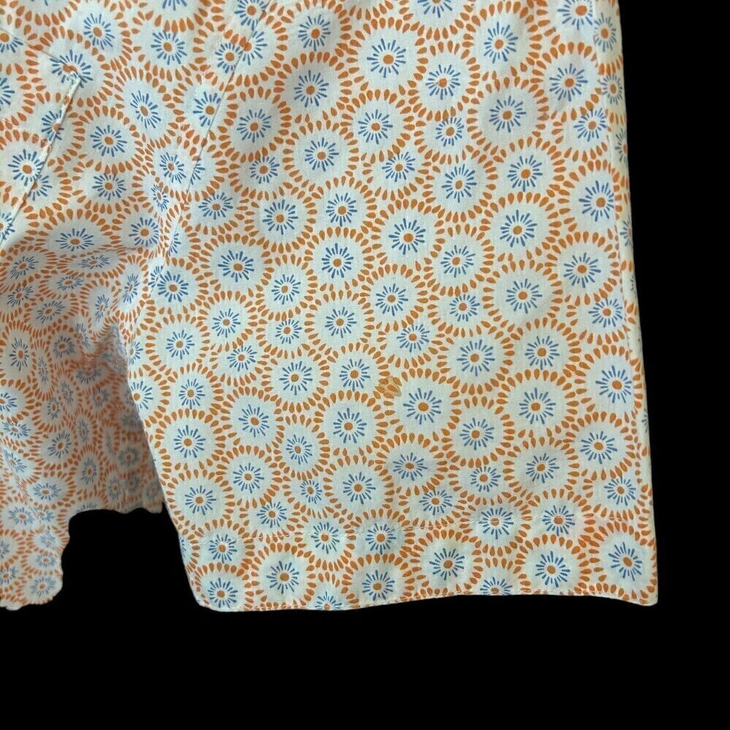Johnston & Murphy Women's Blouse Short Sleeve White Orange Graphic Size (S) #J13