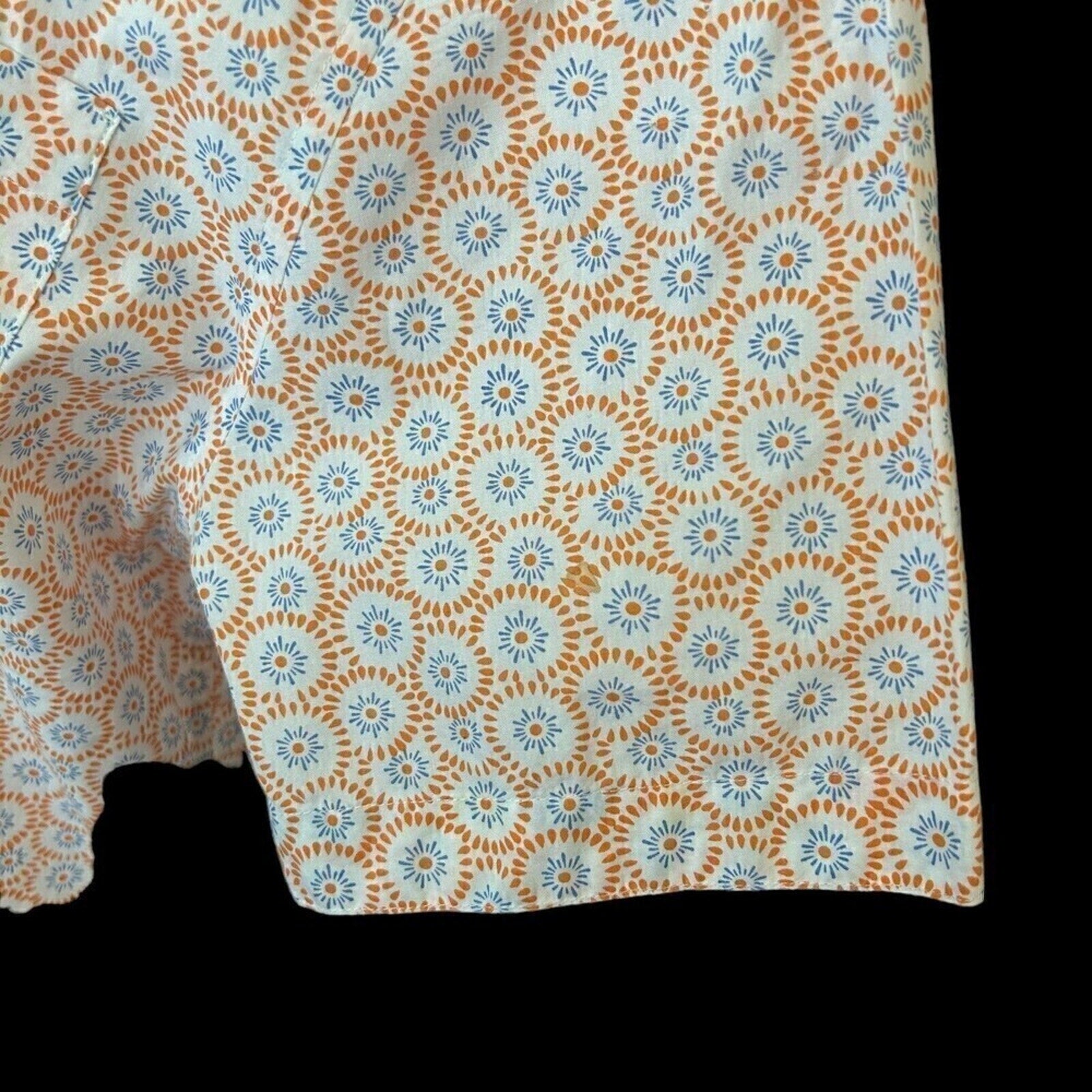 Johnston & Murphy Women's Blouse Short Sleeve White Orange Graphic Size (S) #J13