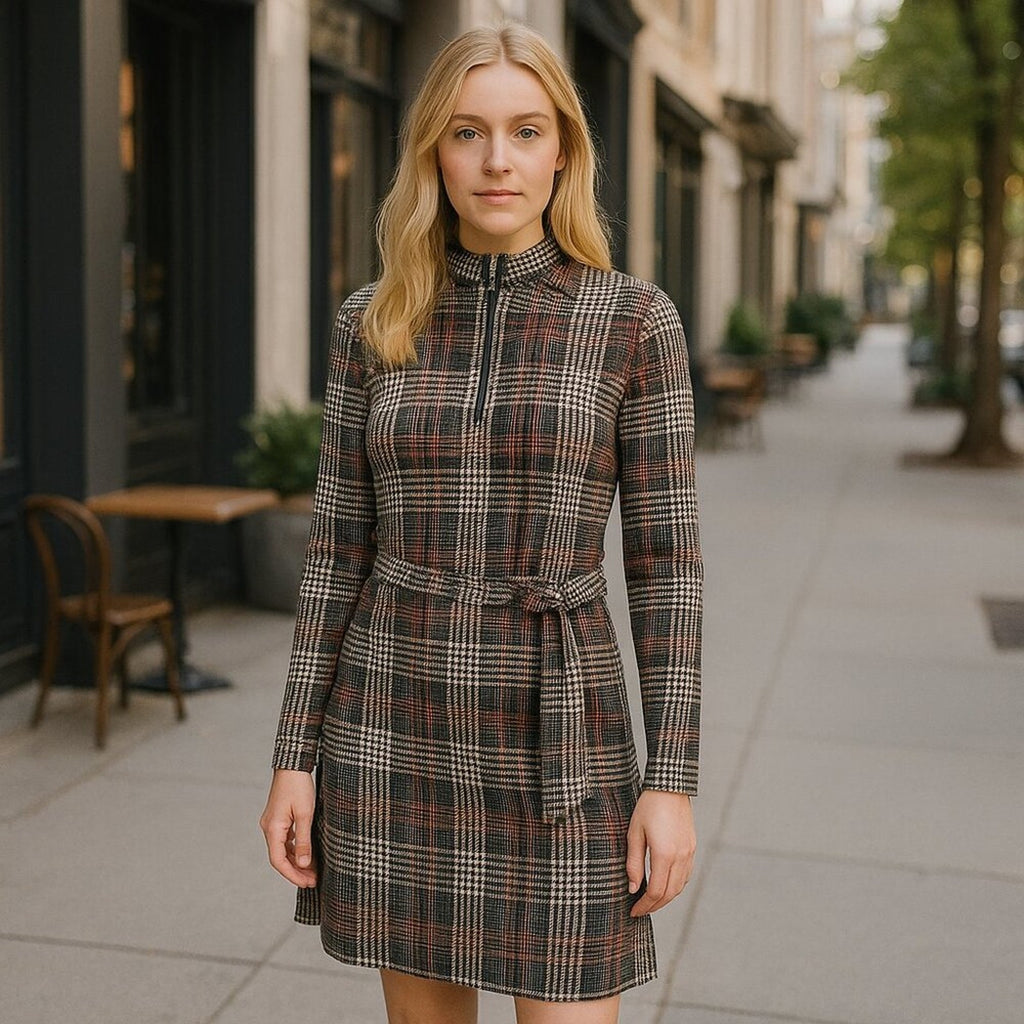 Fashion Nova “Warm It Up” sleeveless plaid mini dress size M #HB