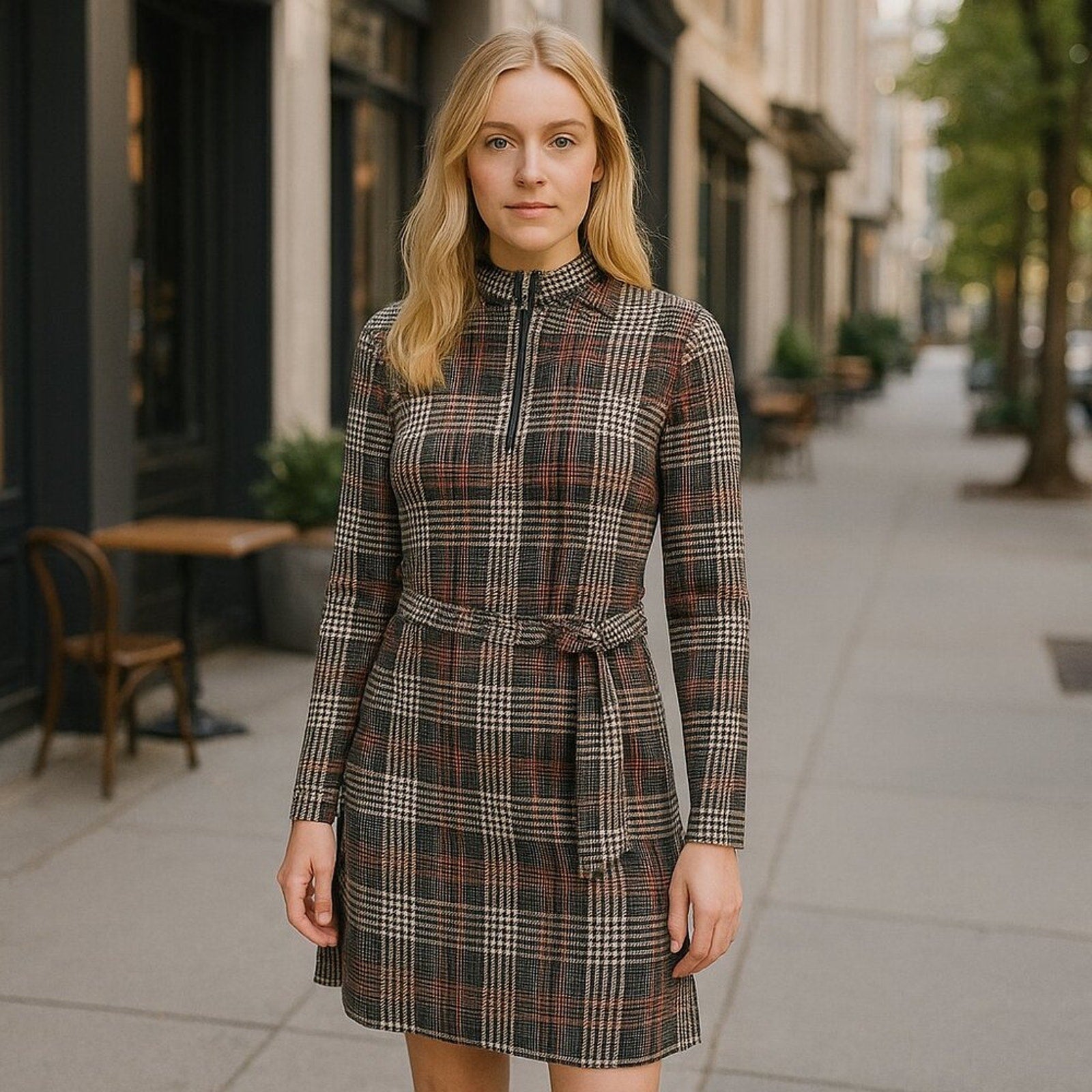 Fashion Nova “Warm It Up” sleeveless plaid mini dress size M #HB