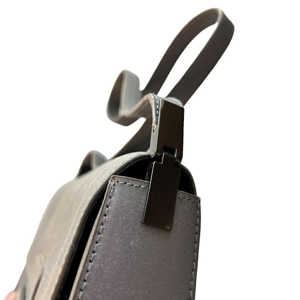 Preston & York Womens Purse W/Shoulder Strap Leather Grey See Photos