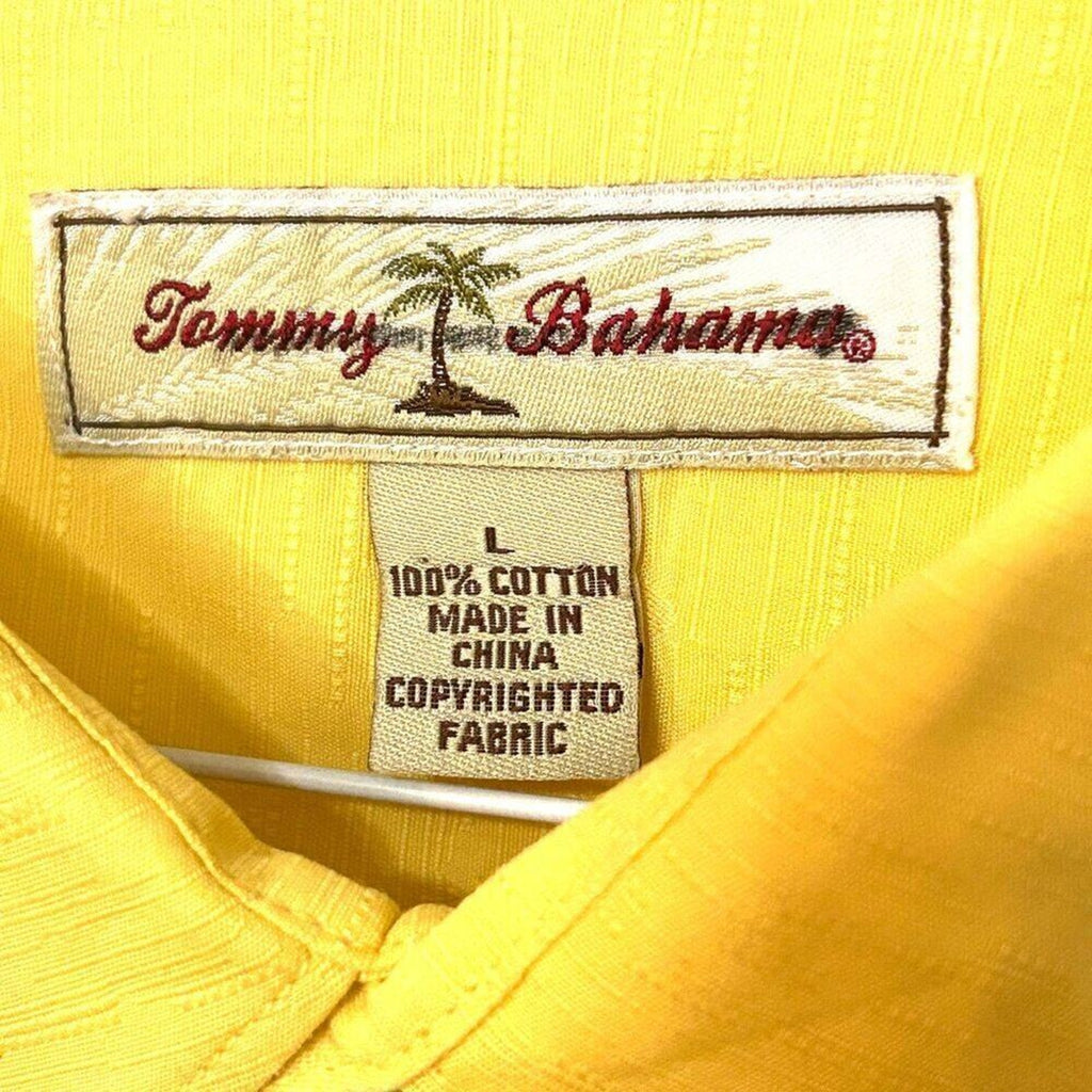Tommy Bahama Men's Long Sleeve Size Large Cotton Yellow Palm Tree Shirts #H10