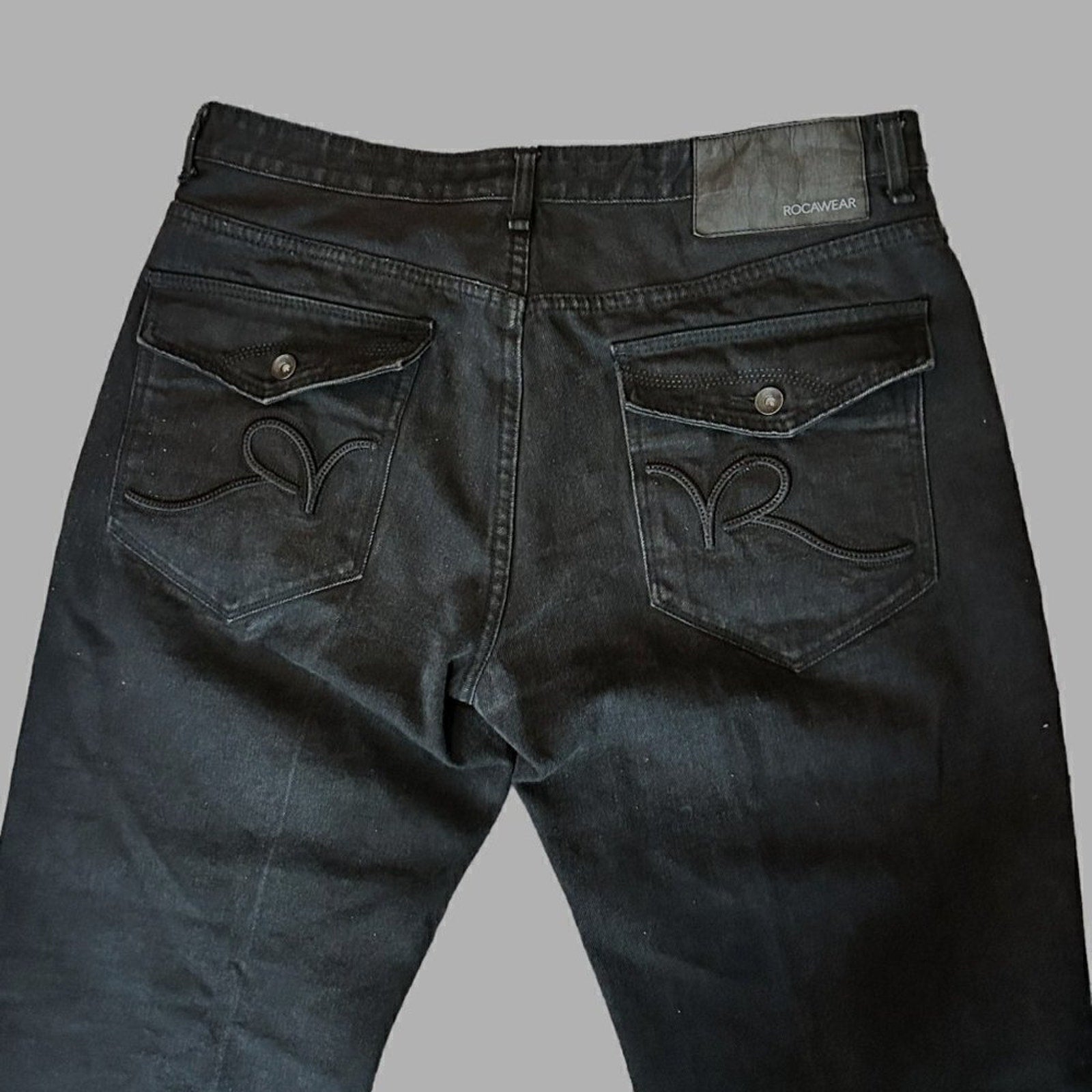 Vintage Rocawear Jeans Men's 36"x31" Black Baggy Wide Leg Skate Fit Y2K #J3-1523