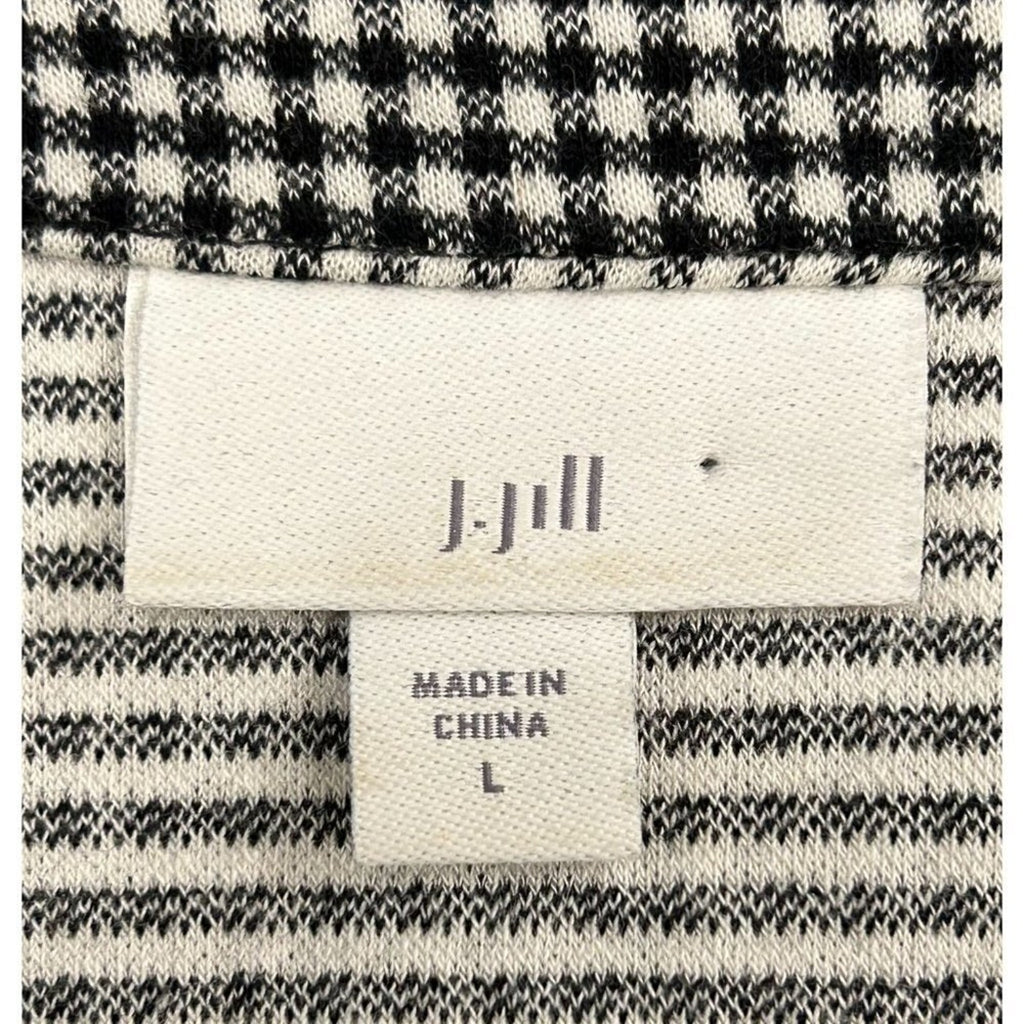 J. Jill Women's Dress Sz. L Black White Houndstooth V-Neck  Lg. Sleeve #BH
