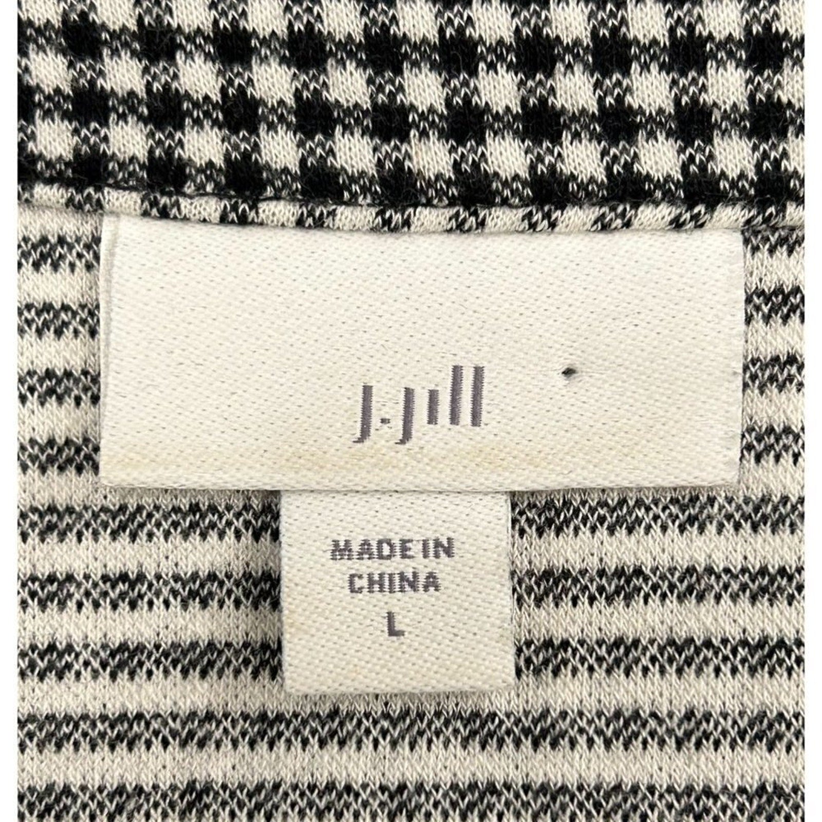 J. Jill Women's Dress Sz. L Black White Houndstooth V-Neck  Lg. Sleeve #BH