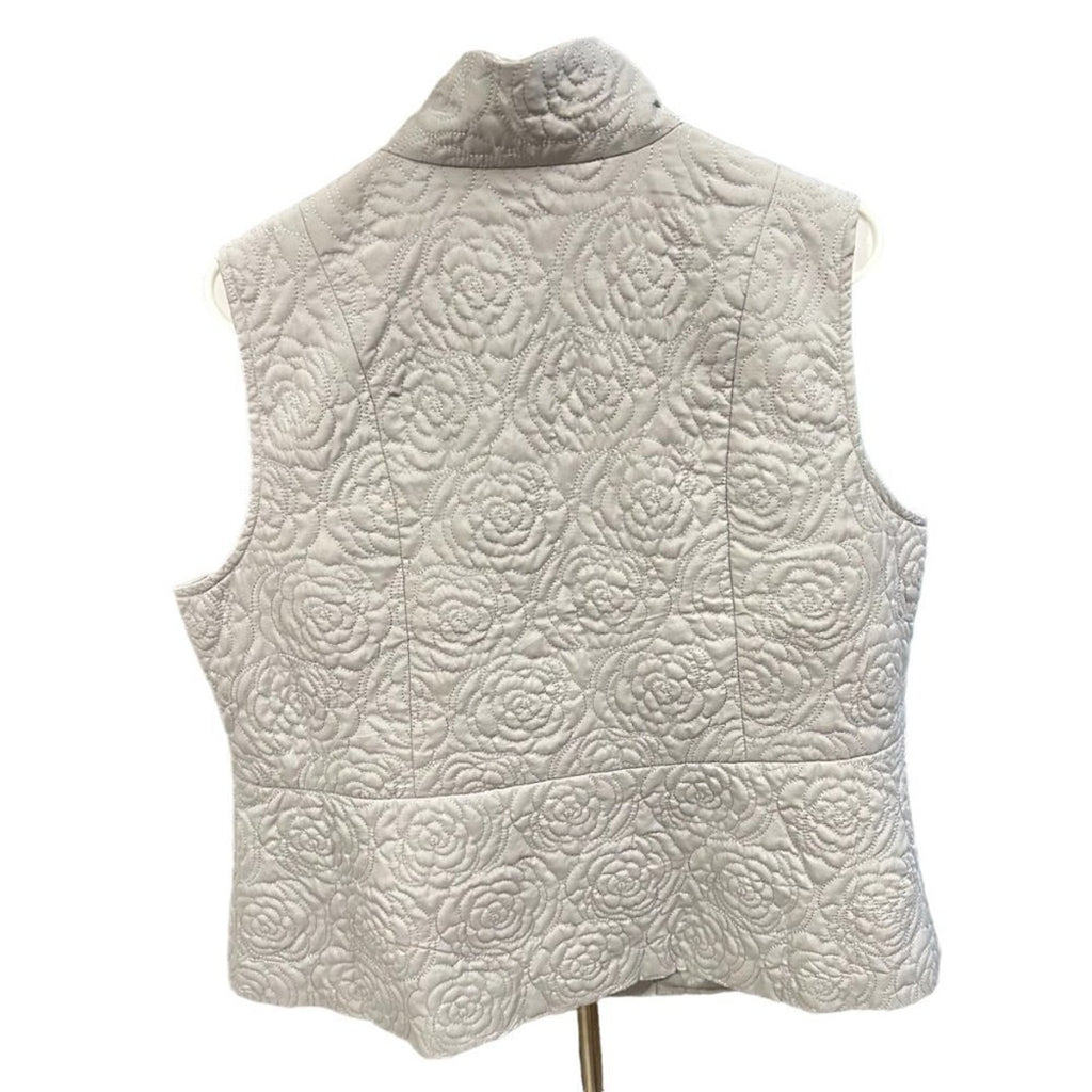 Dressbarn women’s gray floral stitch zip vest size 14/16 #L 1340