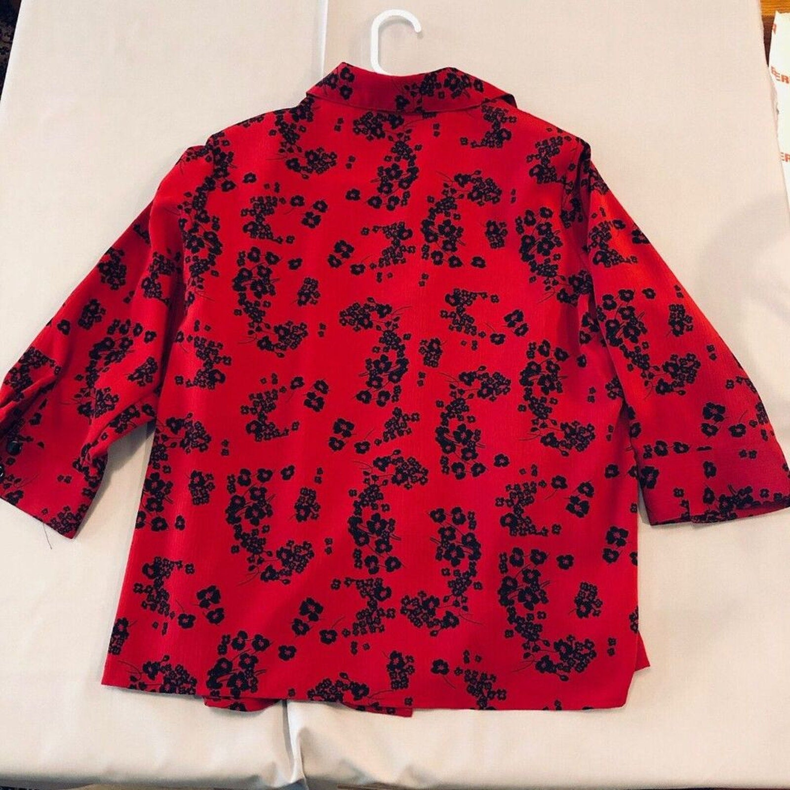 George - Women's Blouse Size 1X (16) Red / Black Floral Print