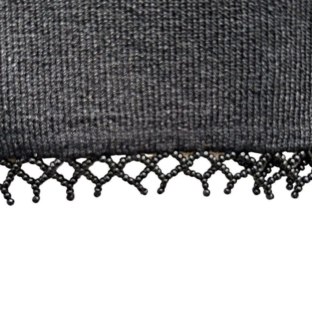 Fred David Women's Top Size M See Description Beaded Fringe Black Long Sl. #D146