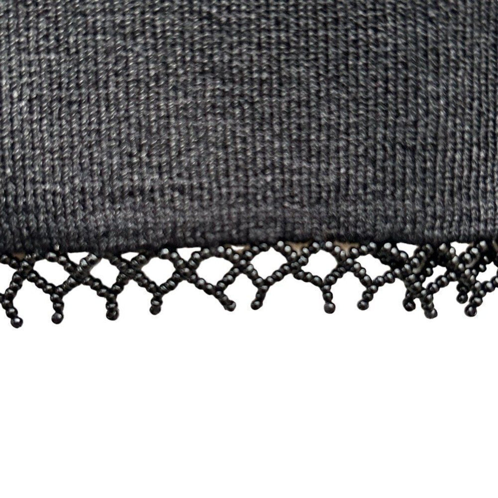 Fred David Women's Top Size M See Description Beaded Fringe Black Long Sl. #D146