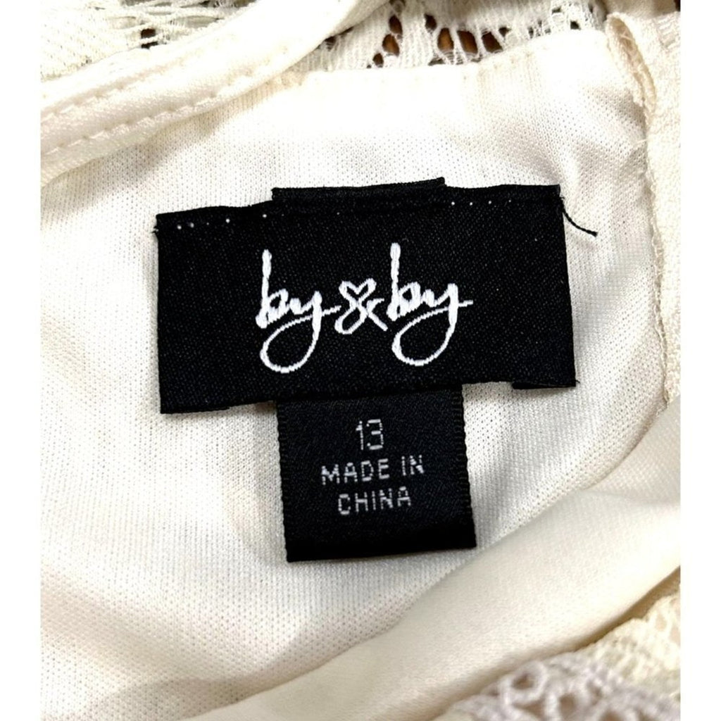 By & By women’s dress peach floral print top lace design size 13 #BH