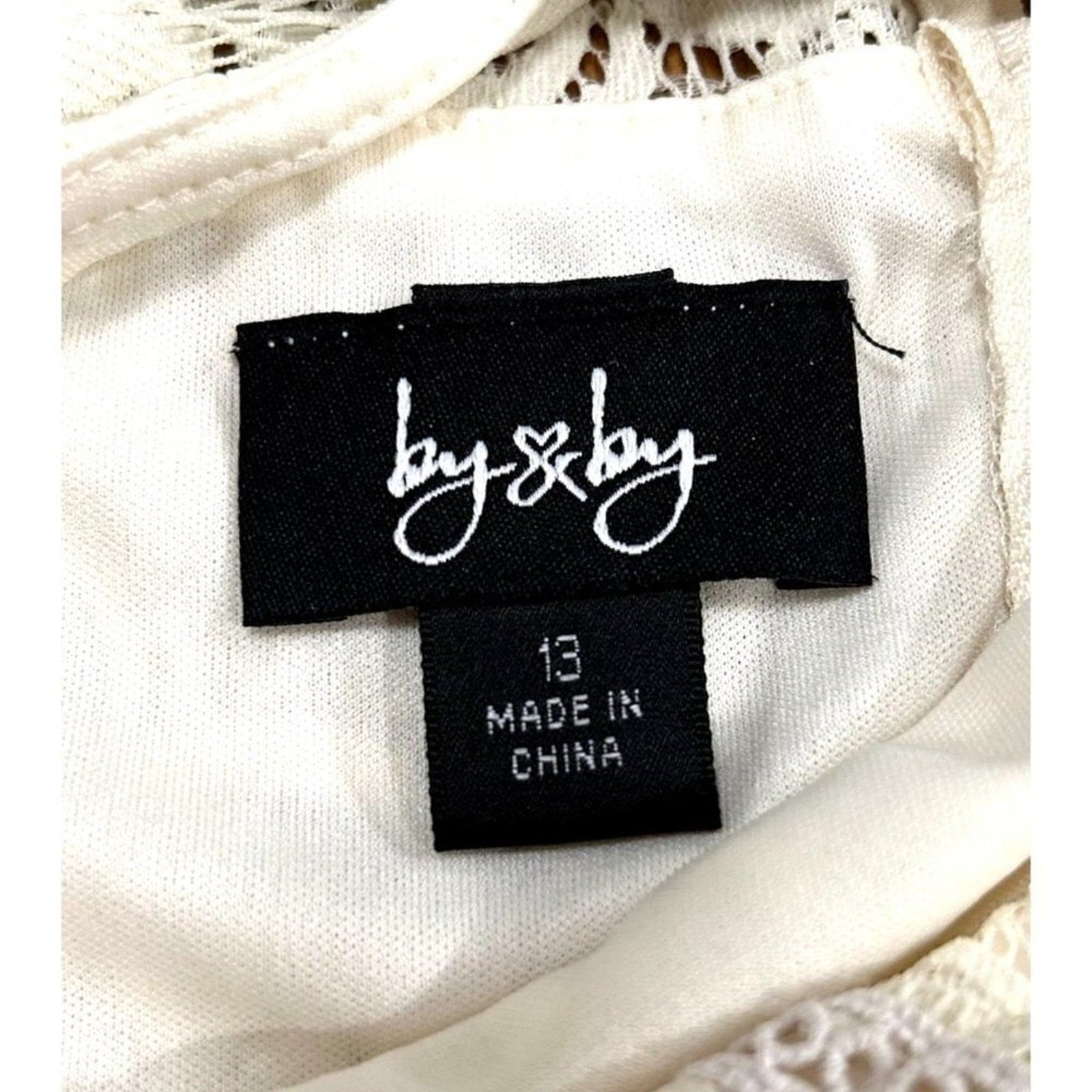 By & By women’s dress peach floral print top lace design size 13 #BH