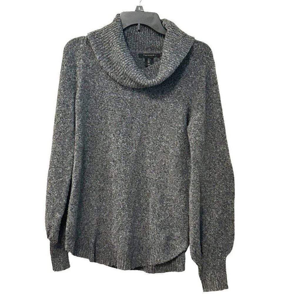 Tahari Women's Size S (Oversized) Cowl Neck Sweater, Grey, Long Sleeve #N1431
