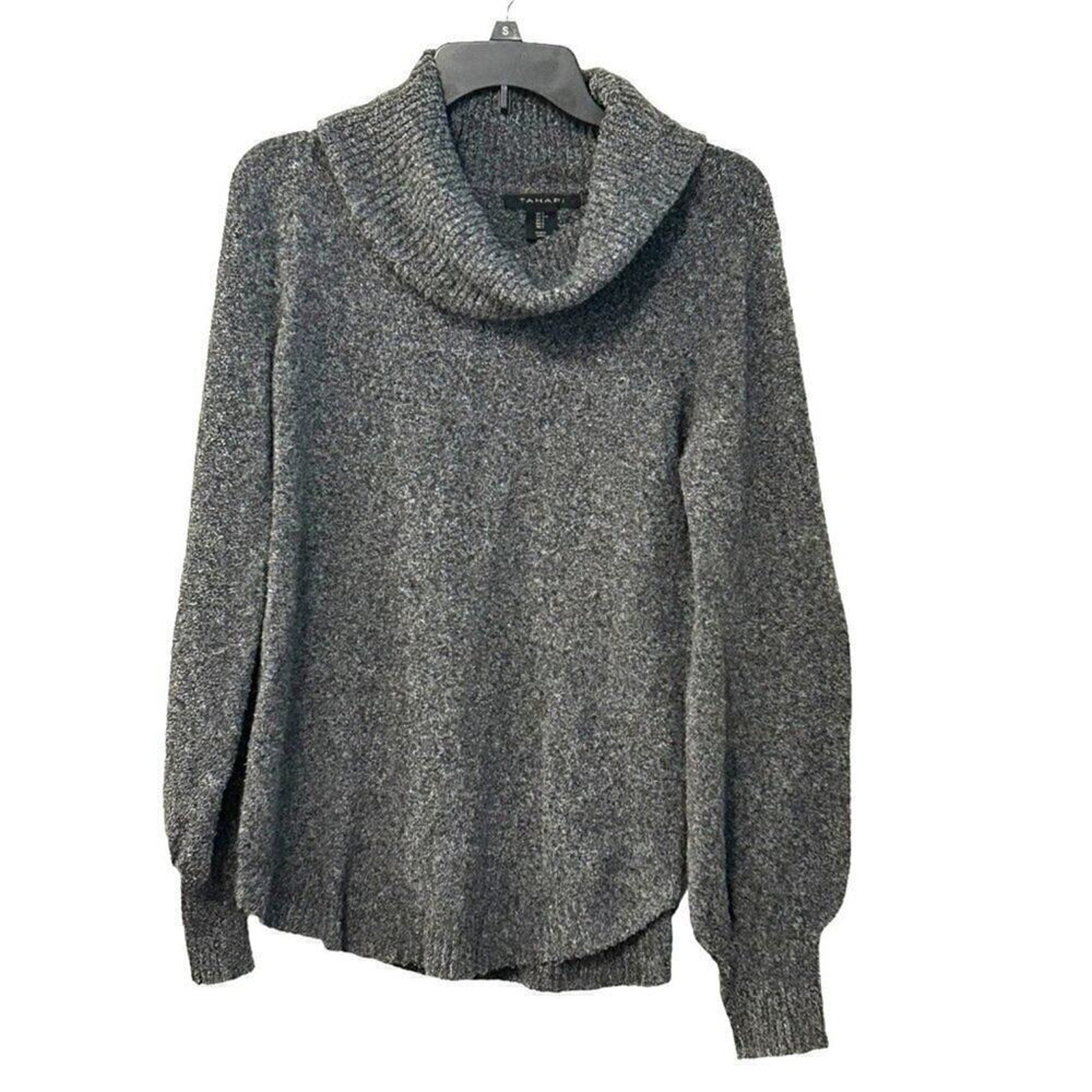 Tahari Women's Size S (Oversized) Cowl Neck Sweater, Grey, Long Sleeve #N1431