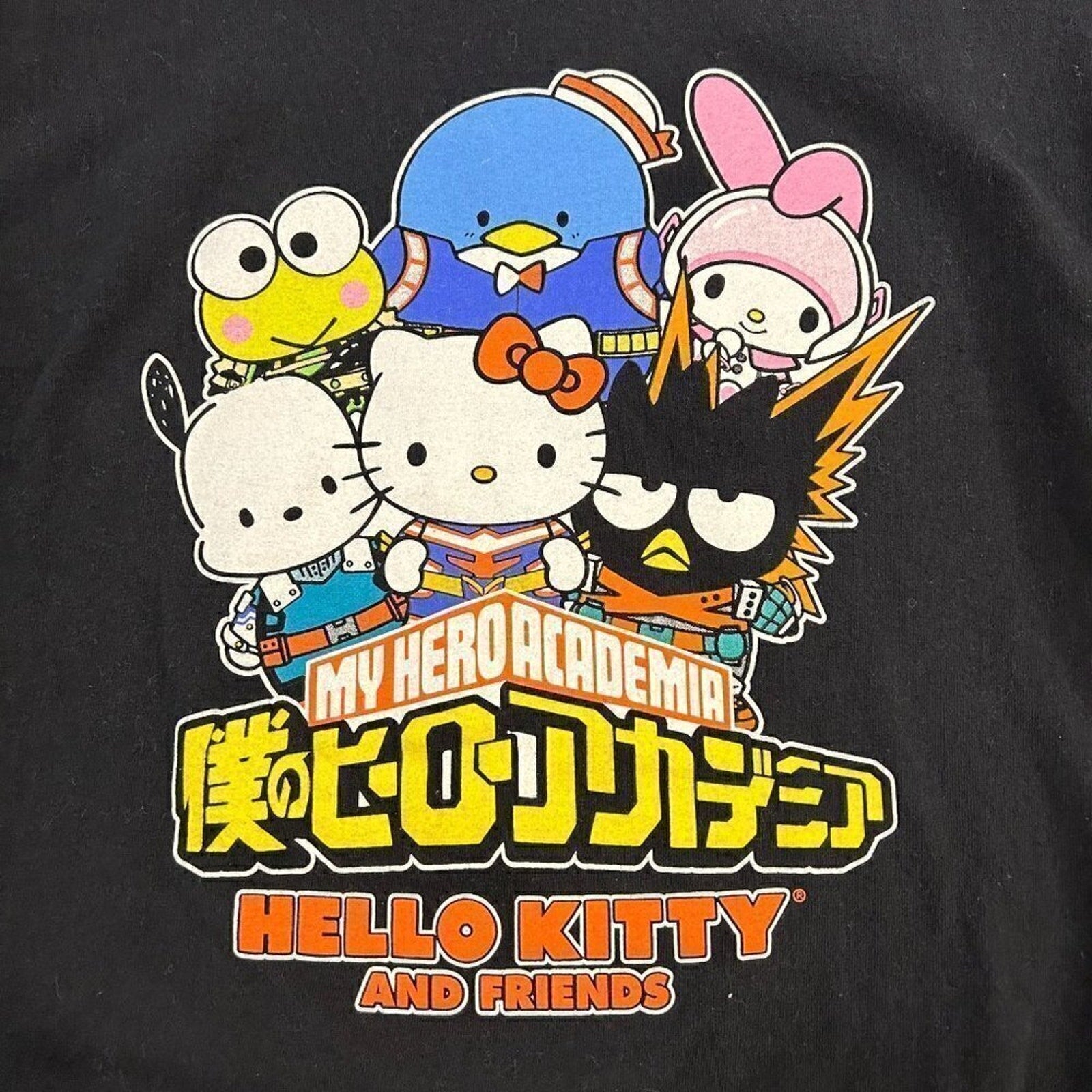 Pre-owned Hello Kitty & Friends T-Shirt Size Medium Blk My Hero Academia #O1418