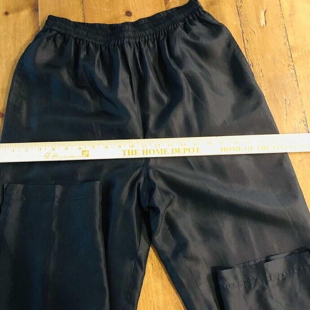 Muriel Women's 100% Silk Wide Pants - Lined - Size Medium Black