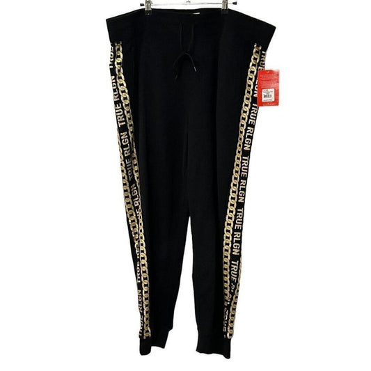 True Religion Unisex Jogger Sweatpants Size 3XL Black, Drawstring Waist #P1452