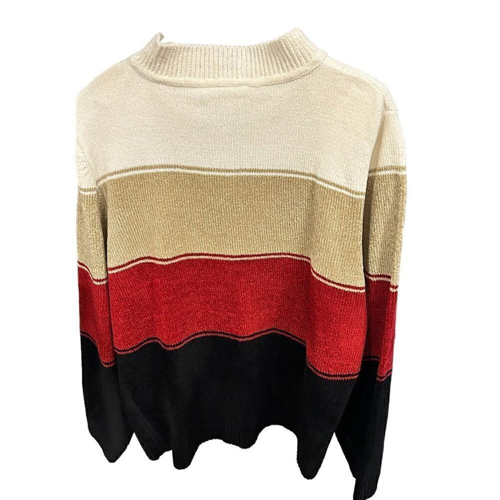 Miller's Vintage 90s Women's Sweater Embroidered Qtr. Zip Wh/Red/Bl. #L1378