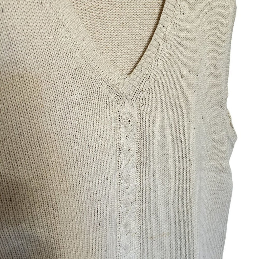 Country Cottons Cross Creek Men's Sweater Vest Cream Size M Silk Cotton Blend
