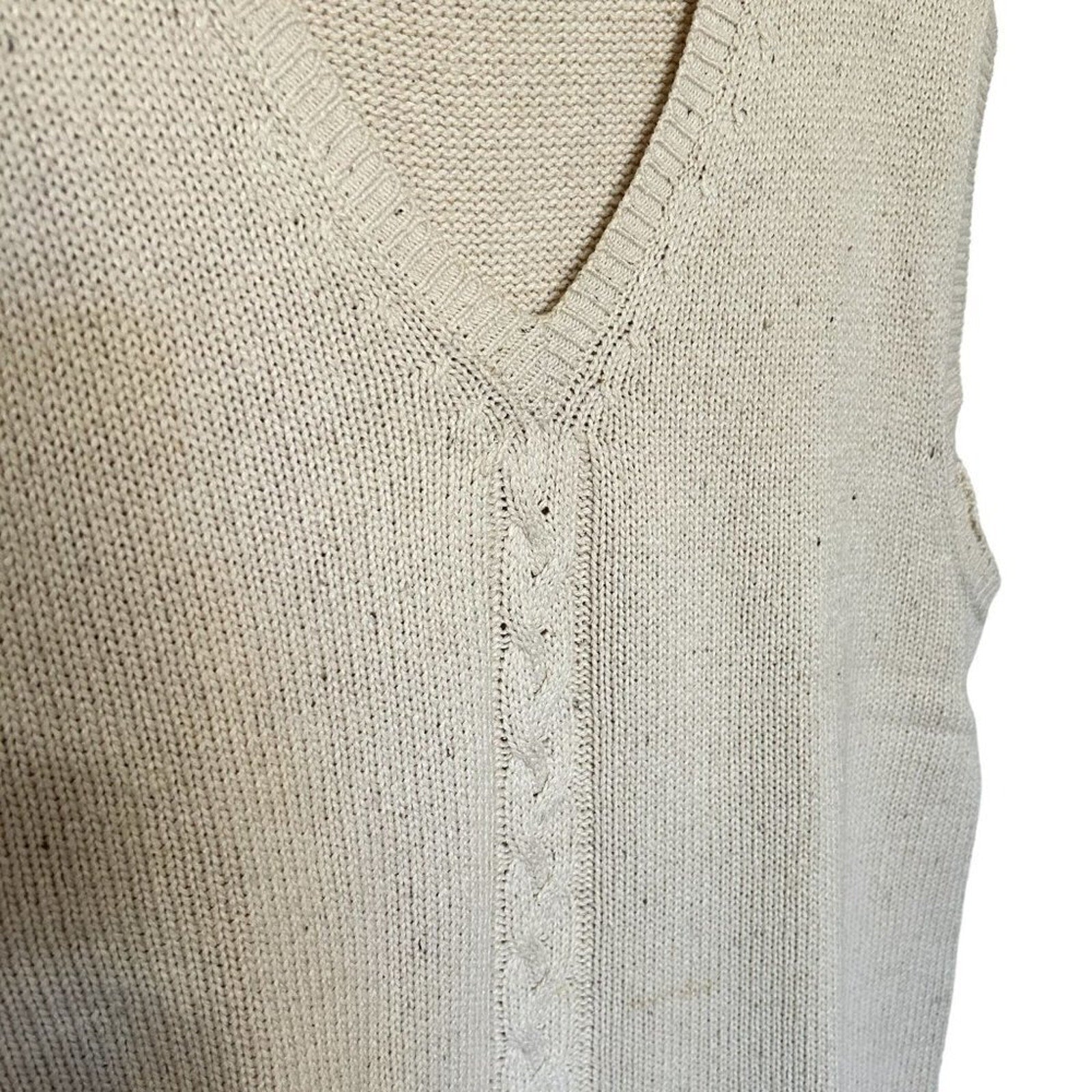 Country Cottons Cross Creek Men's Sweater Vest Cream Size M Silk Cotton Blend