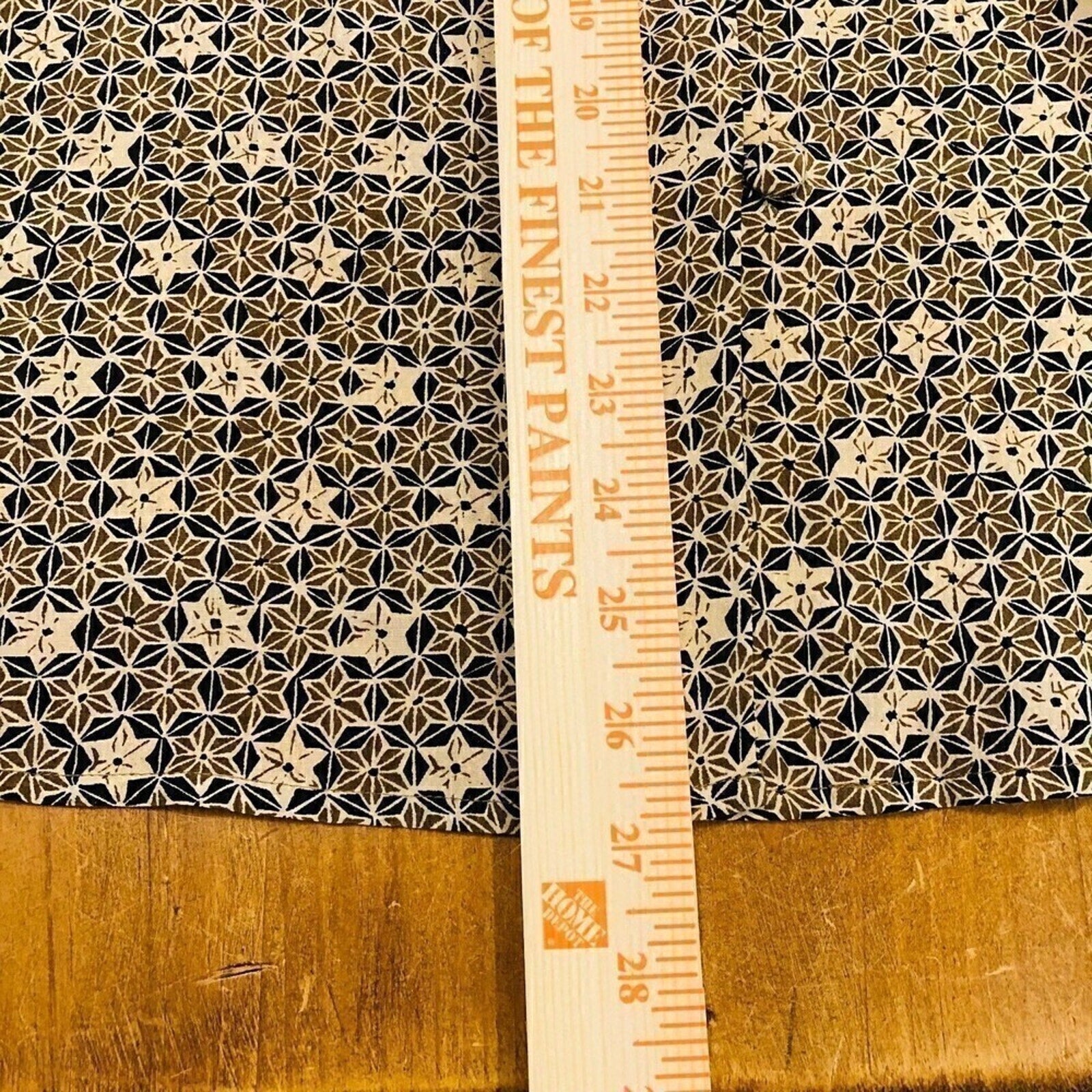 TESS Women's Vtg 100% Silk Black Brown Geo Print Button Blouse Size ( 10 )