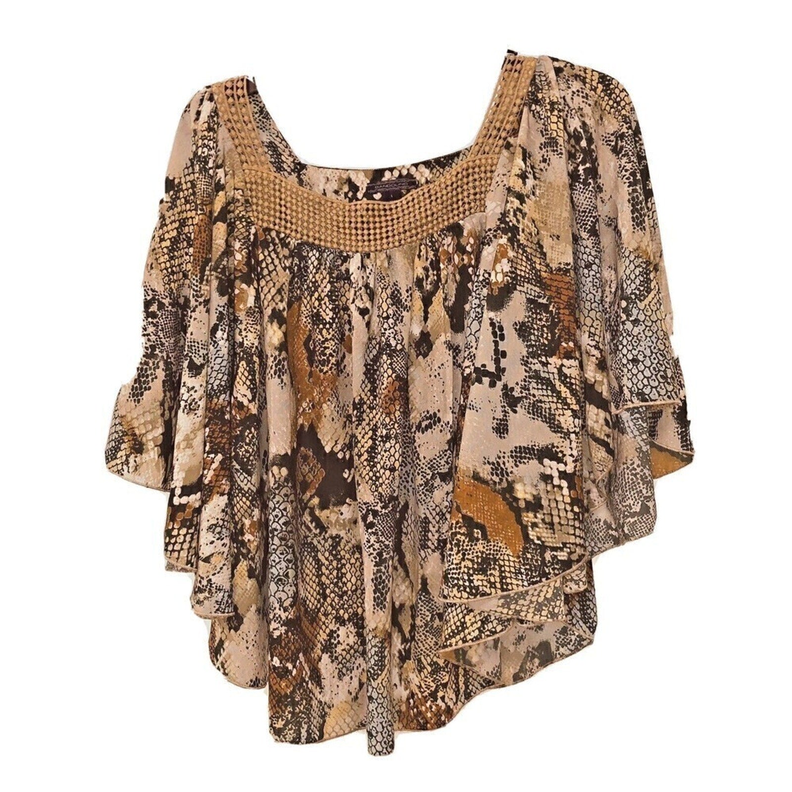 Blandolino Women’s Valerie Blouse L – Cotton Beaded Boho #1014