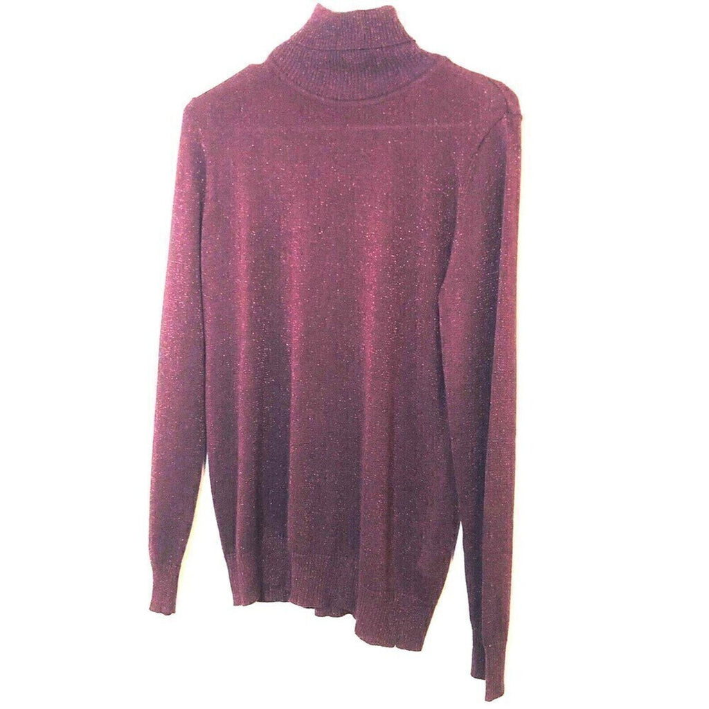 Joseph A. Women's Burgundy / Sparkle Silk Top, Turtle Neck, Size (M) #HB