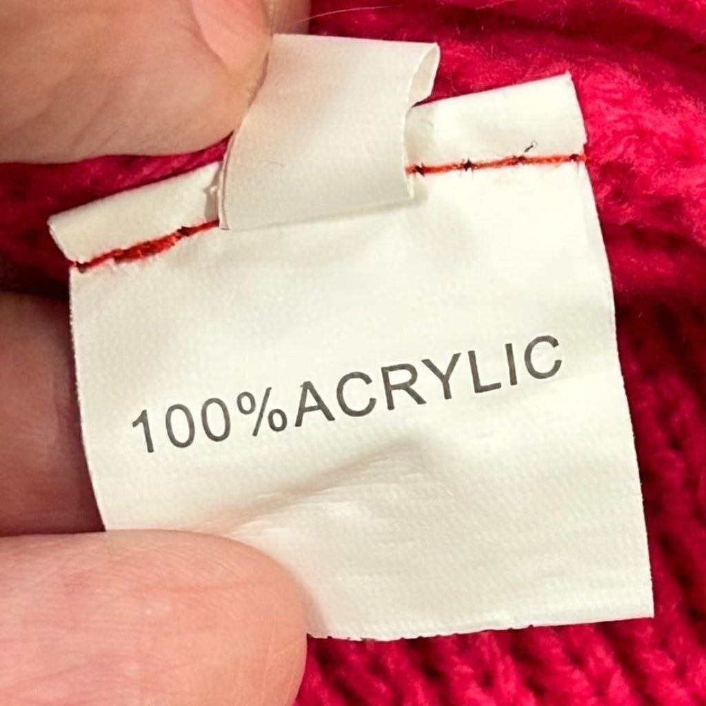 Women's Sweater Size Small Pink Crew Neck Acrylic Checked Pink Design #O1421